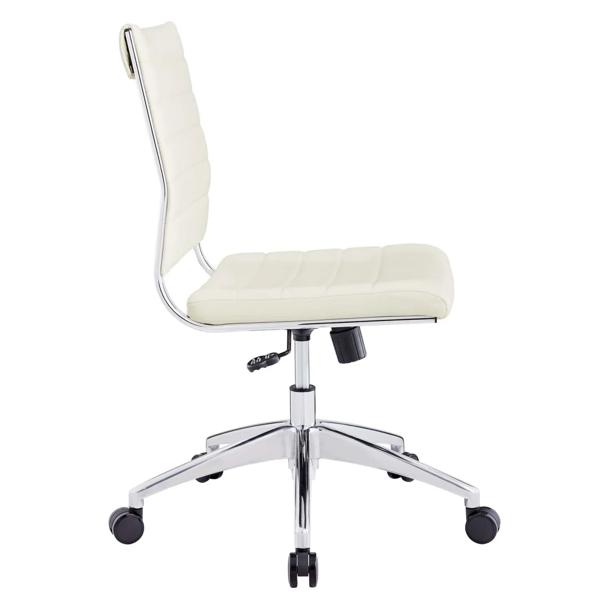 Armless Mid Back Ribbed Vinyl Office Chair – Mid-Century Modern Desk Seating - Image 6