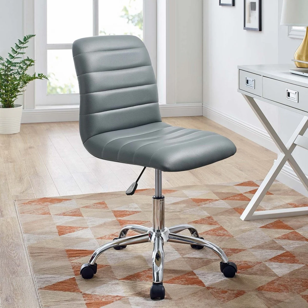 Armless Mid Back Vinyl Office Chair for Home and Commercial Use - Ergonomic Seating - Image 18