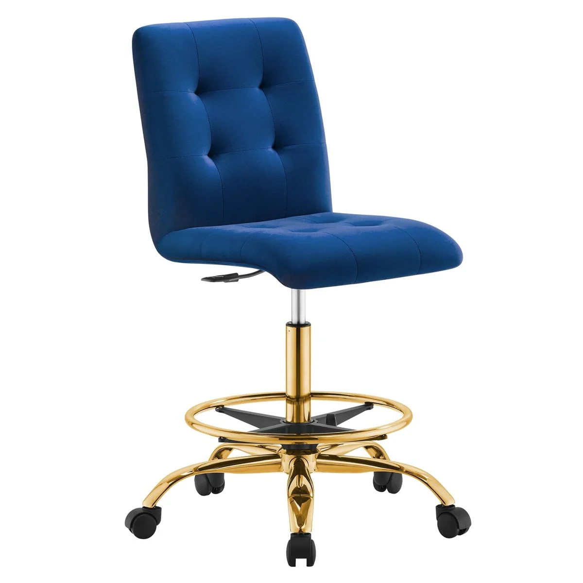 Armless Performance Velvet Drafting Chair, Ergonomic Swivel with Adjustable Height - Image 28
