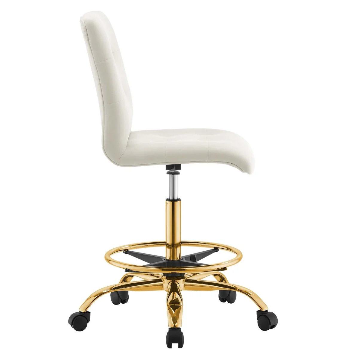 Armless Performance Velvet Drafting Chair, Ergonomic Swivel with Adjustable Height - Image 4