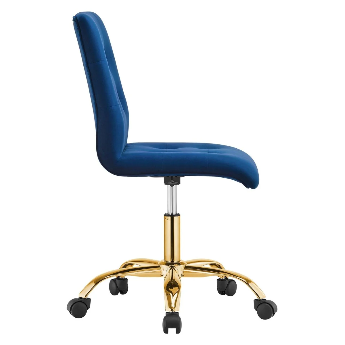 Armless Performance Velvet Office Chair with Gold Base – Modern Swivel Task Chair - Image 31