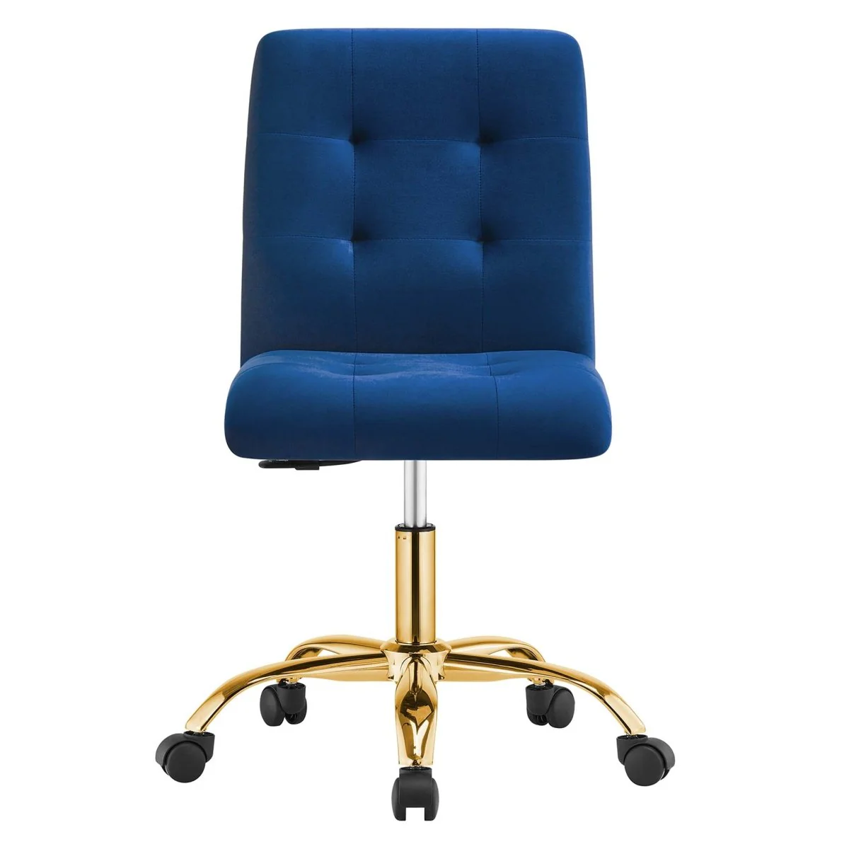 Armless Performance Velvet Office Chair with Gold Base – Modern Swivel Task Chair - Image 33