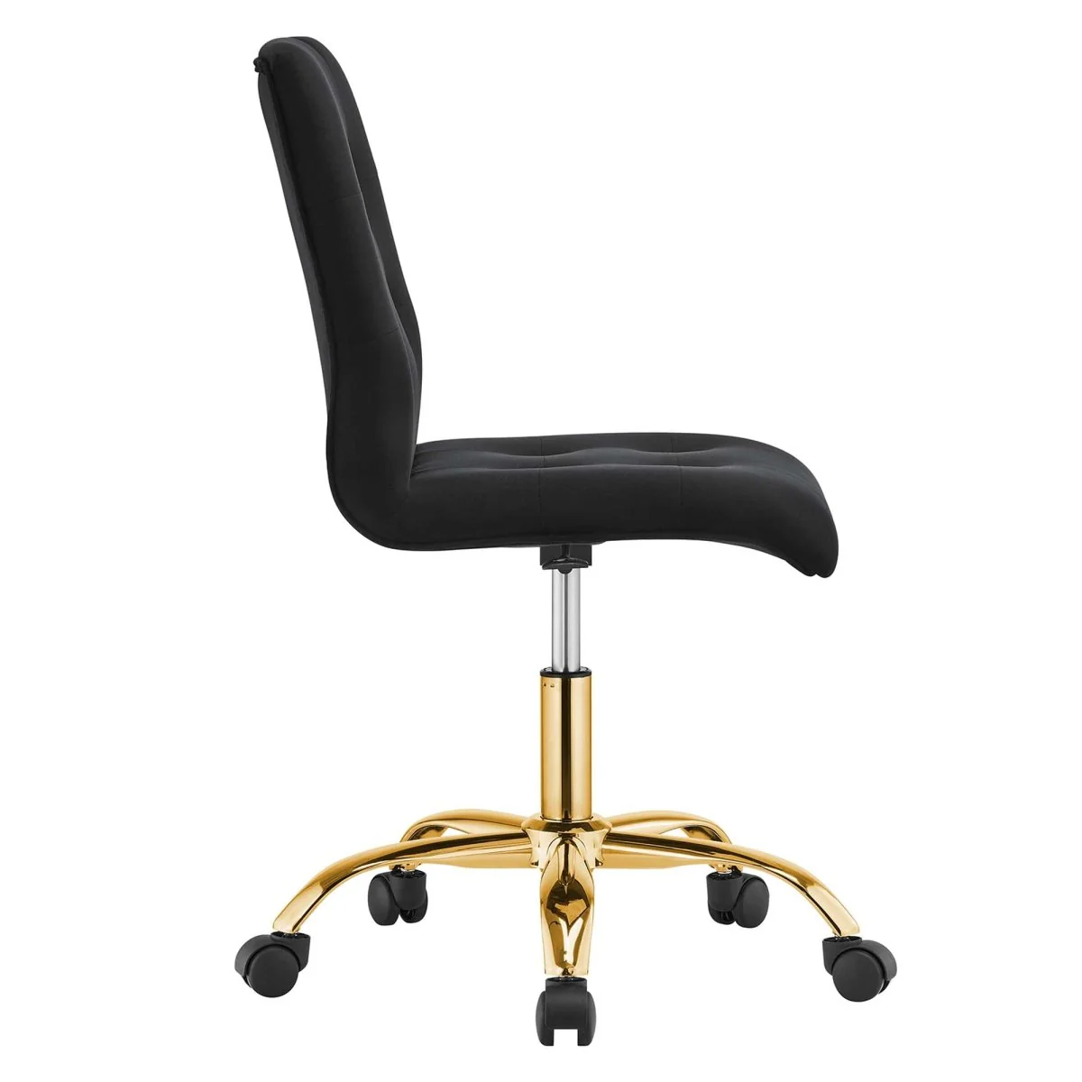 Armless Performance Velvet Office Chair with Gold Base – Modern Swivel Task Chair - Image 49