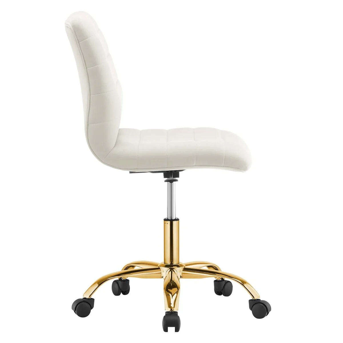Armless Velvet Office Chair – Channel Tufted Accent Desk Seating for Home & Office - Image 4