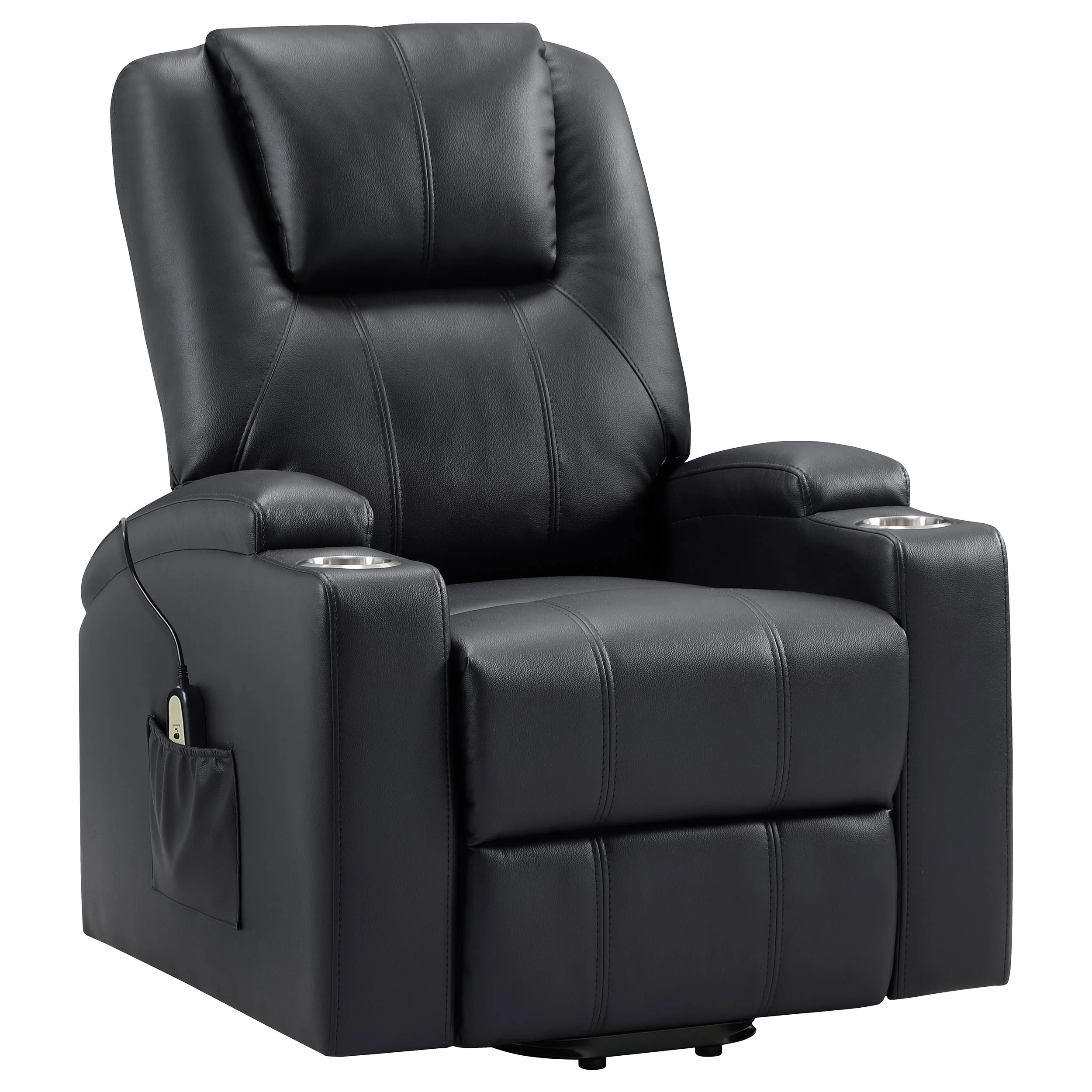 Armstrong Upholstered Power Lift Massage Recliner Black - Image 2