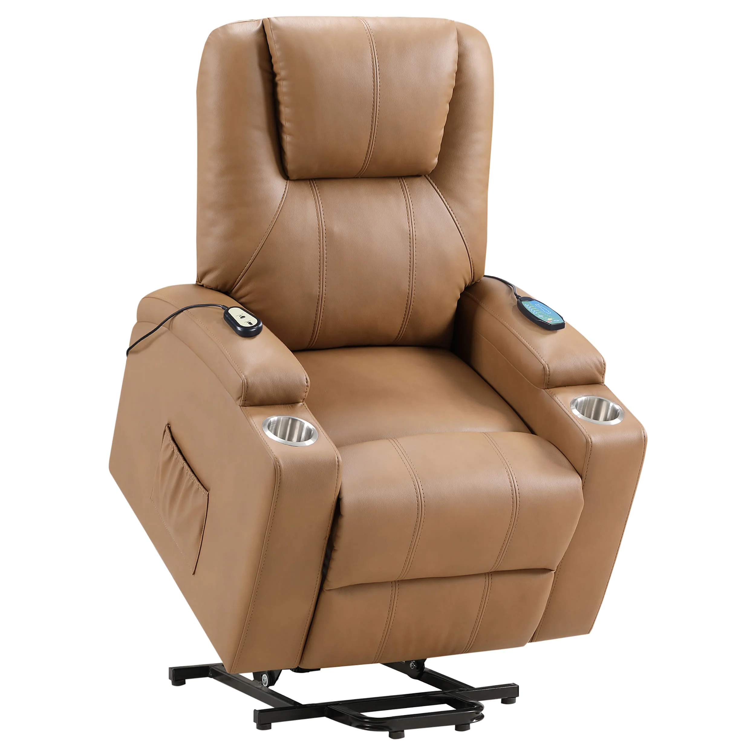 Armstrong Upholstered Power Lift Massage Recliner Camel - Image 9