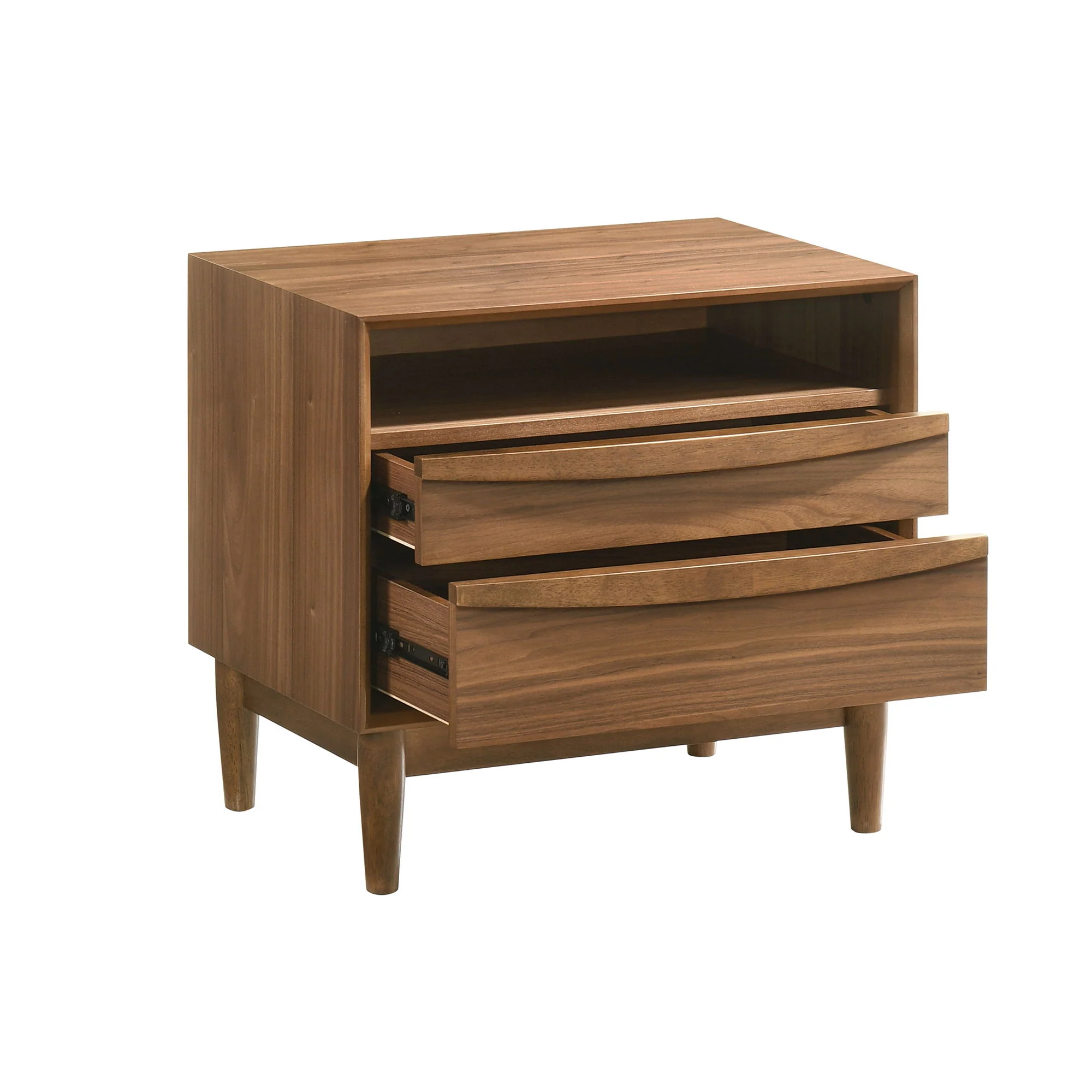 Artemio - 2 Drawer Wooden Nightstand With Shelf - Image 4