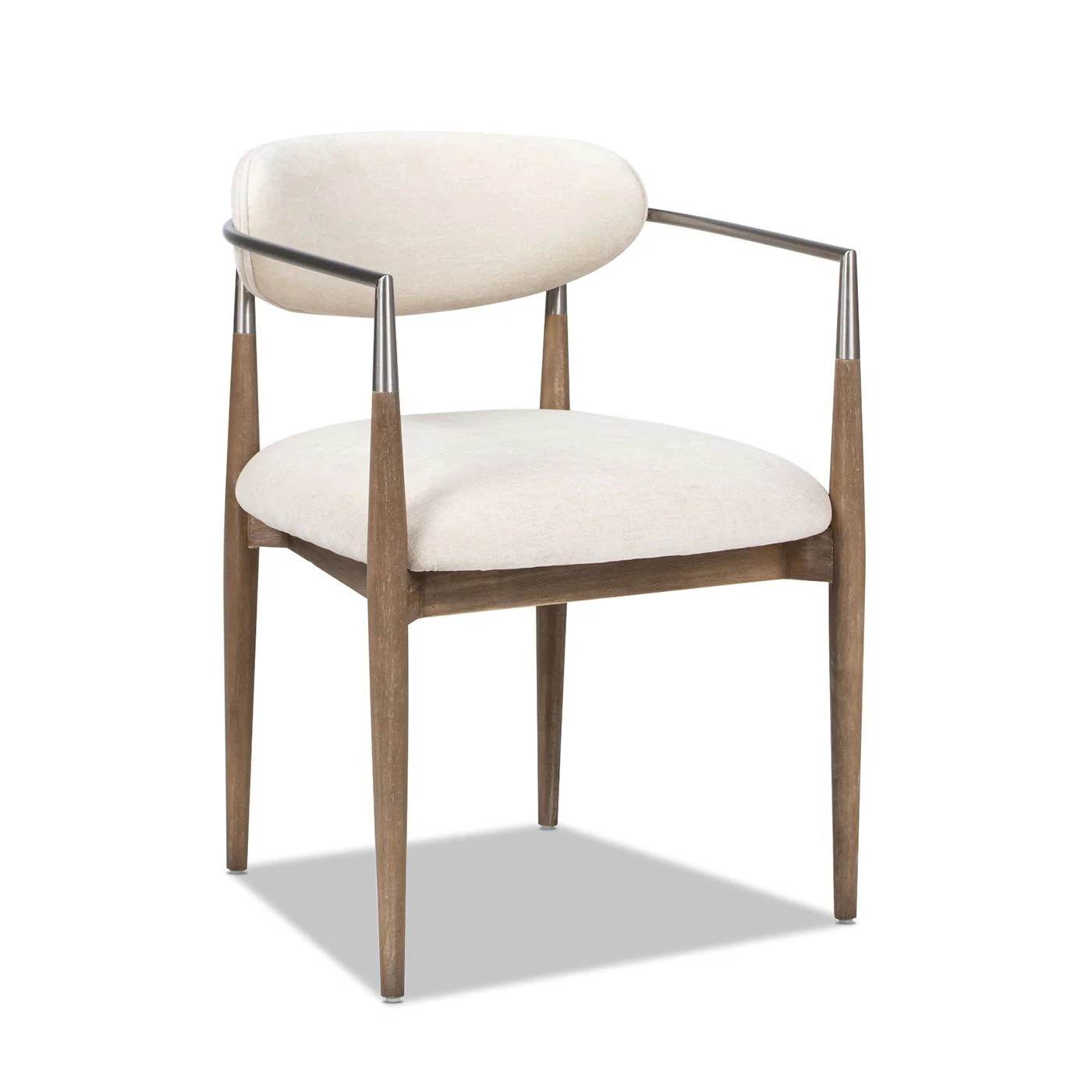 Artemis - Mixed Material Upholstered Dining Arm Chair - Warm White - Image 9