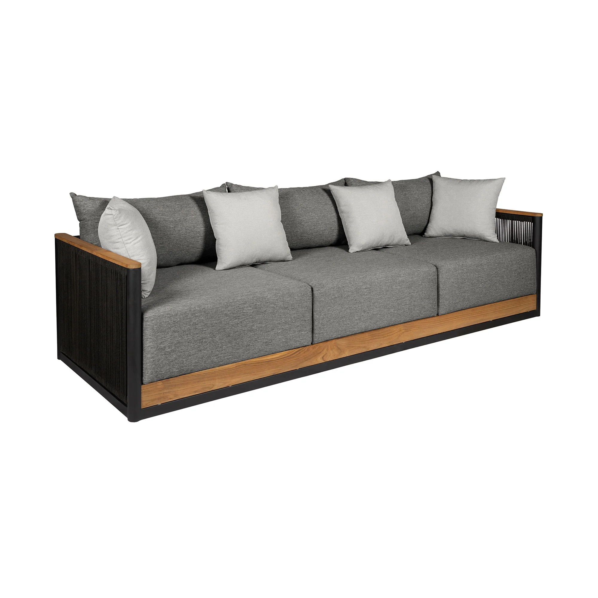 Artesia - 4 Piece Outdoor Patio Conversation Set - Teak / Dark Gray - Image 6
