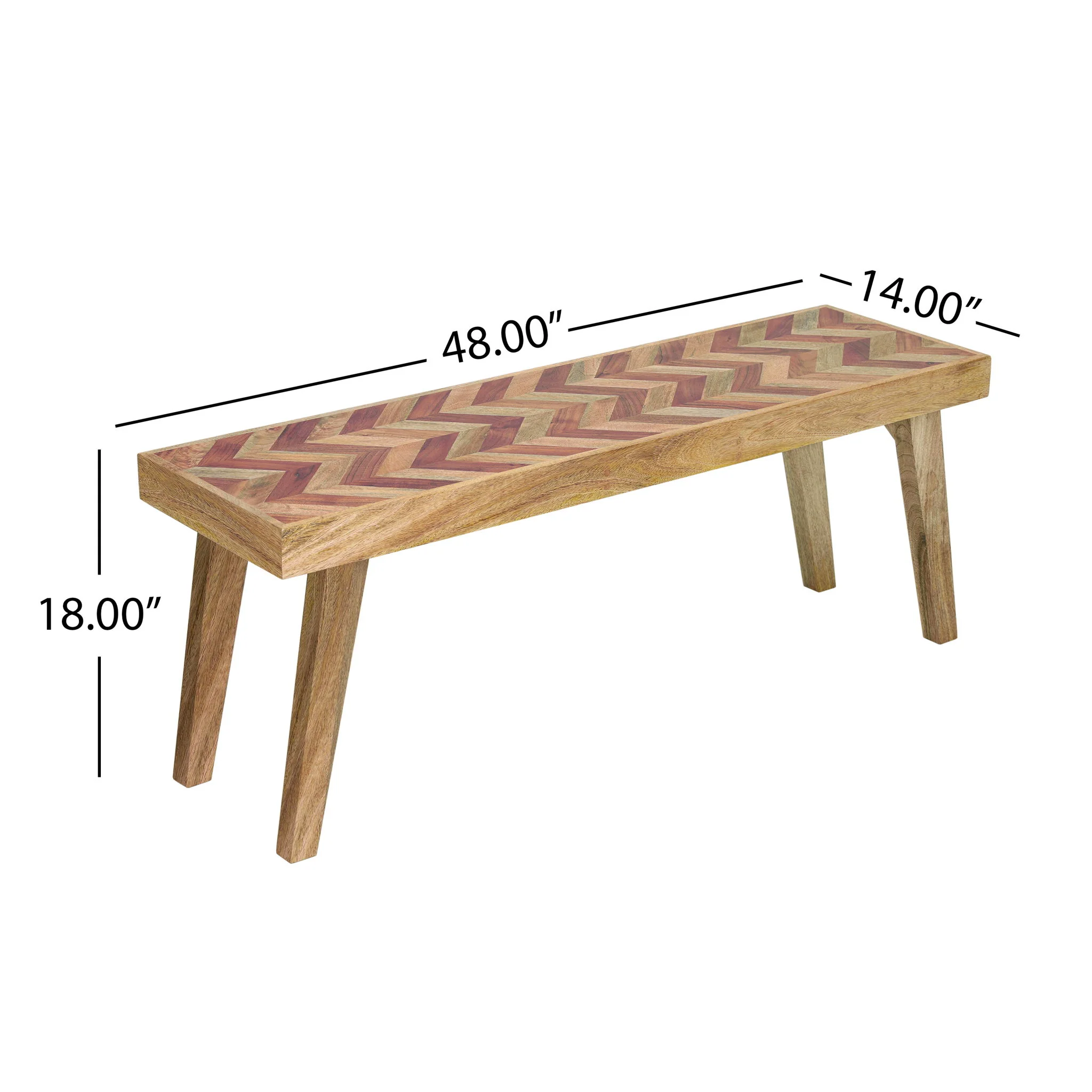 Artisan - Handcrafted Mango Wood Bench Rustic Boho Style - Natural - Image 5