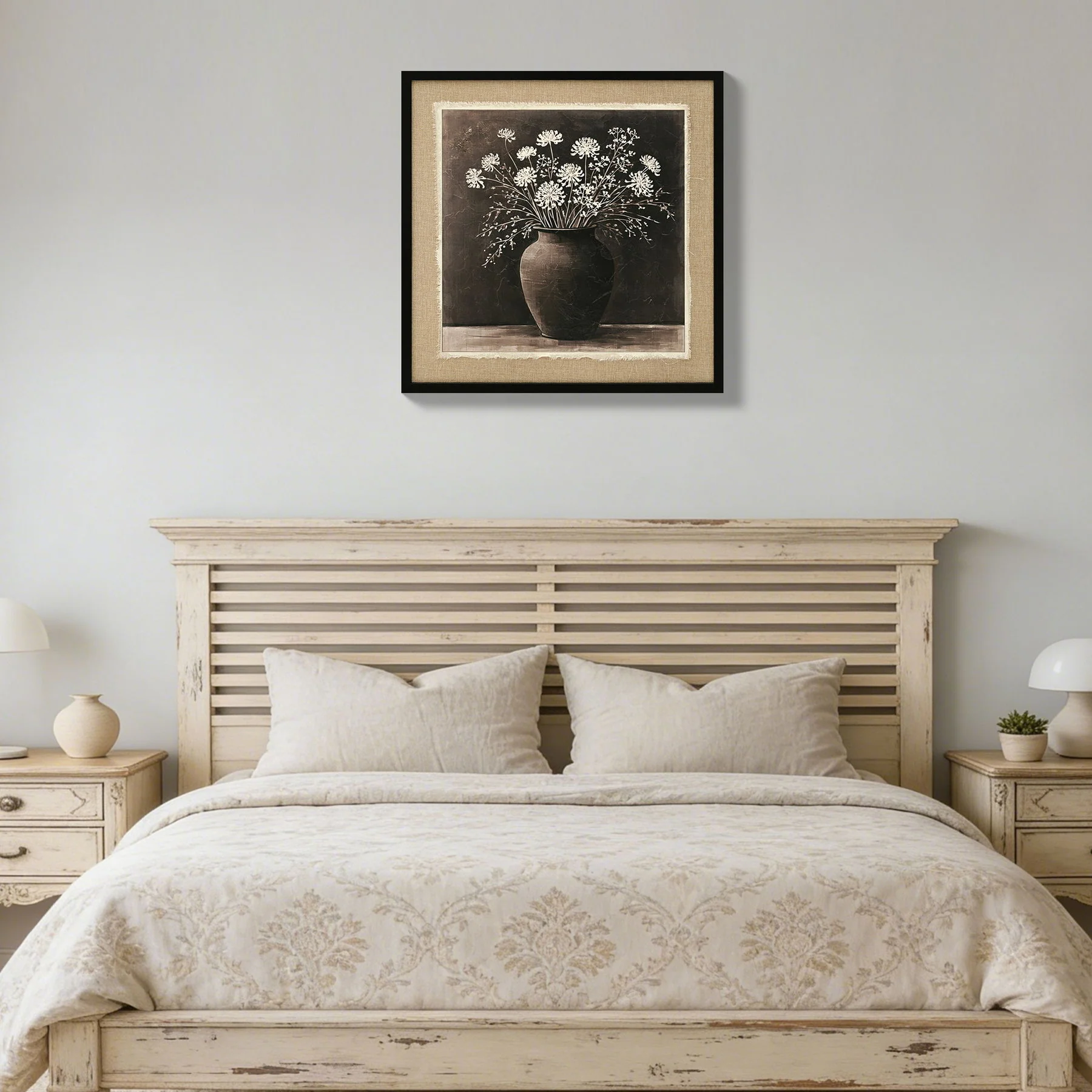 Artistic Path Abstract Flower Bouquet Wall Art - Ancient White - Image 2
