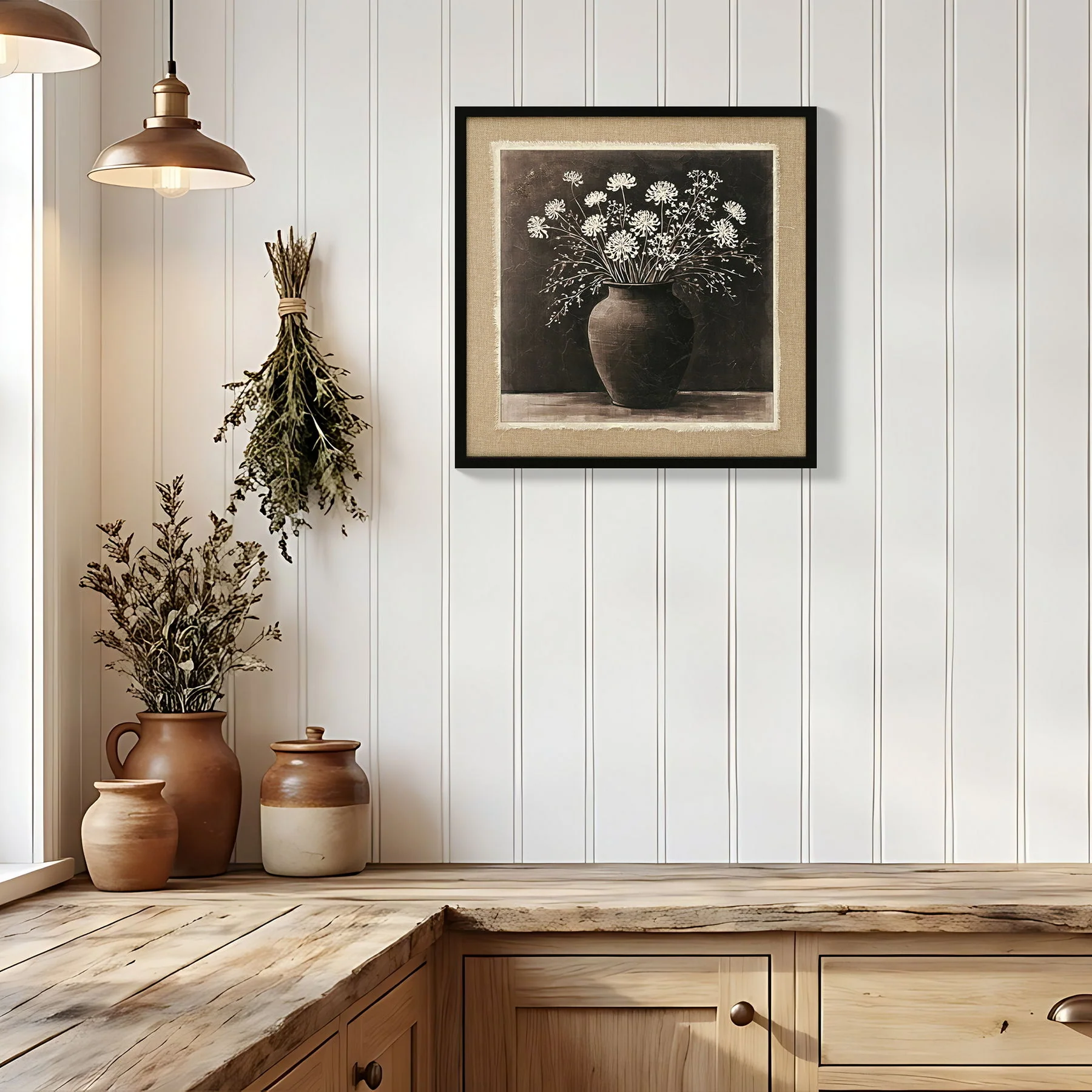 Artistic Path Abstract Flower Bouquet Wall Art - Ancient White - Image 7