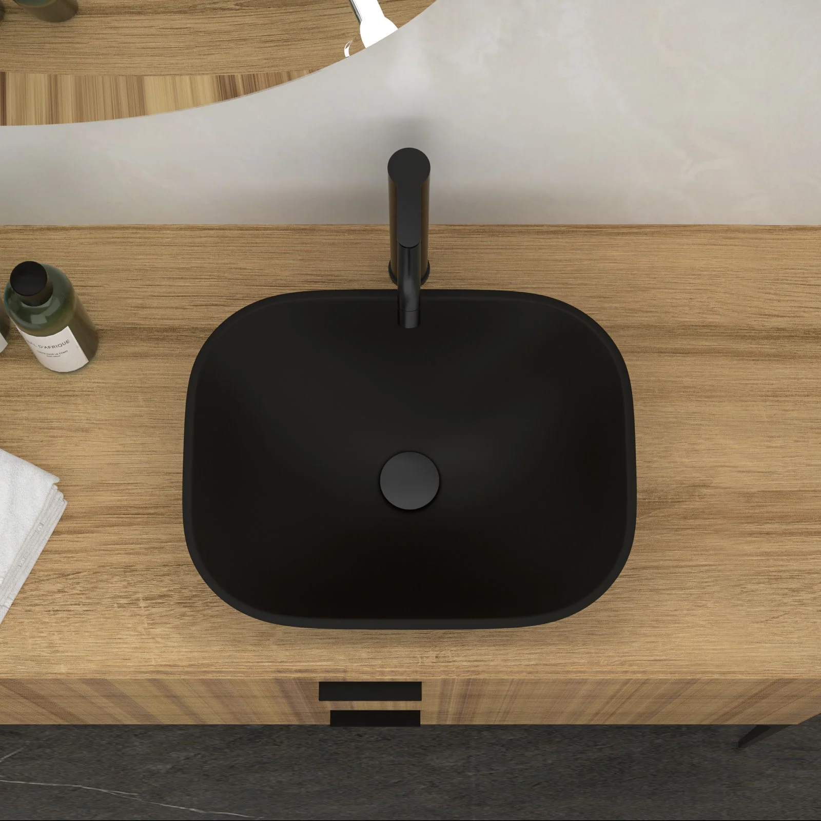 Artistic Tempered Glass Vessel Sink With Faucet And Pop Up Drain - Matte Black - Image 9