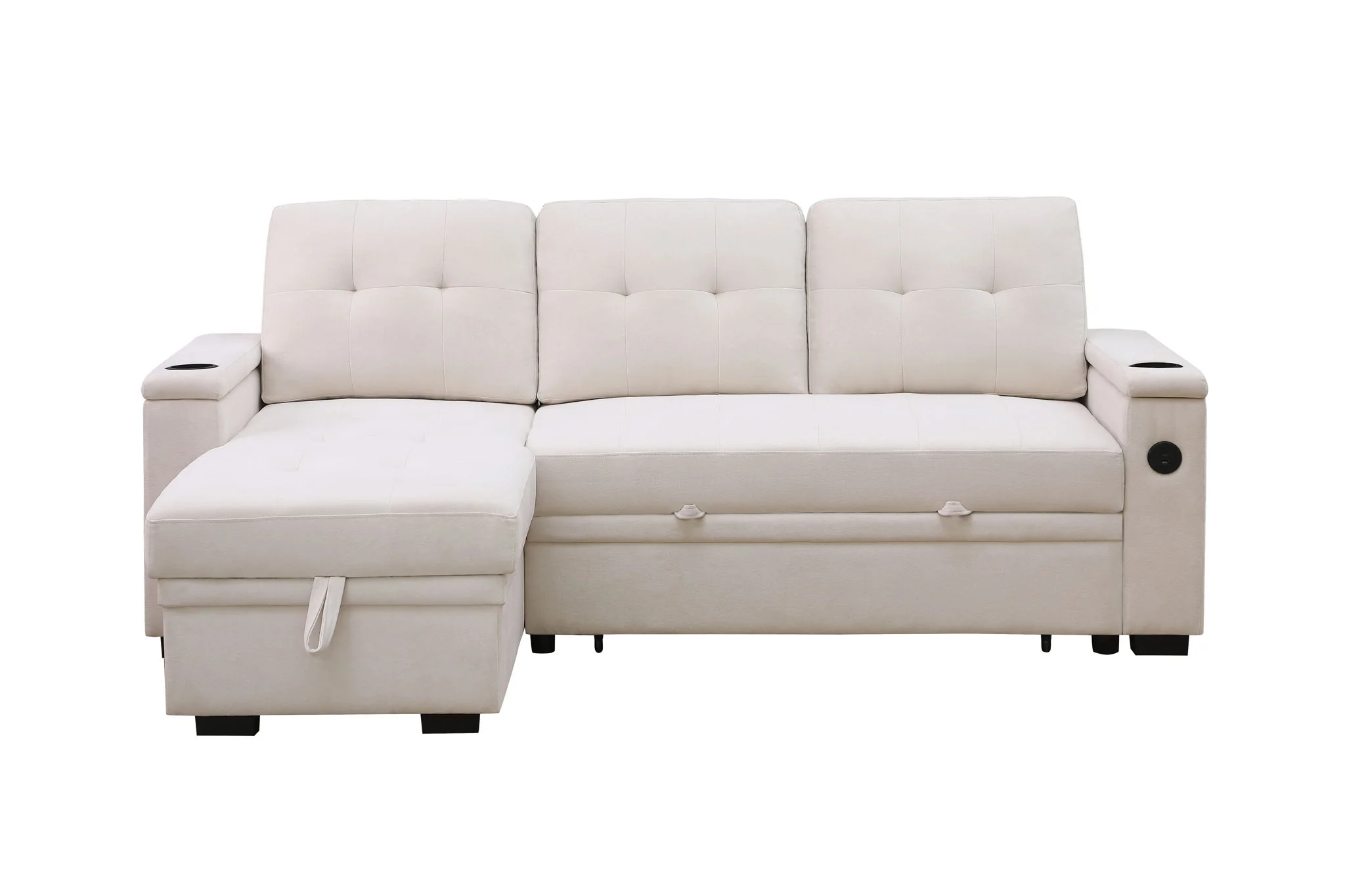 Ashlyn II - 84"W Woven Fabric Reversible Sleeper Sectional Sofa with Storage Chaise - Image 26