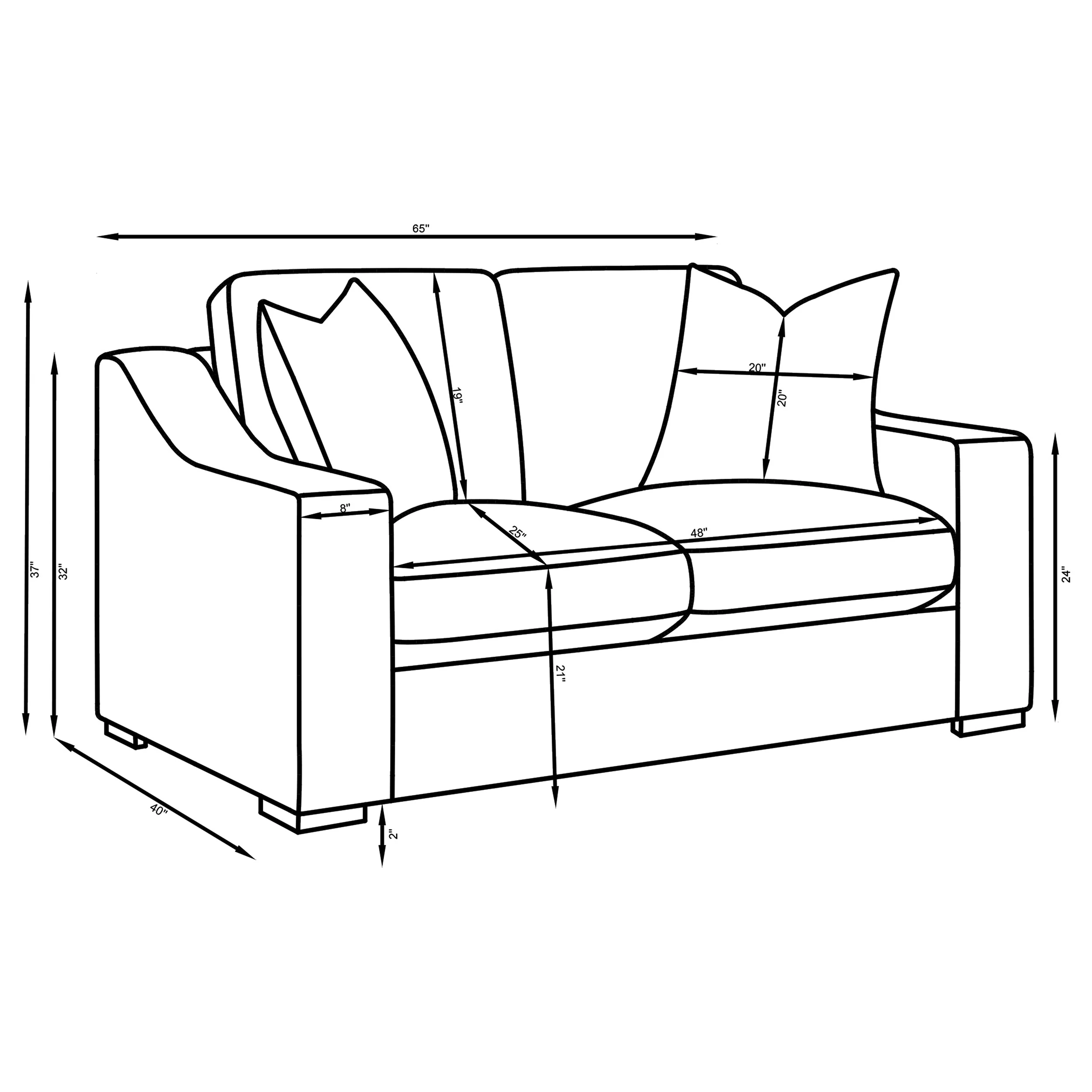 Ashlyn Upholstered Sloped Arm Loveseat in White - Image 7