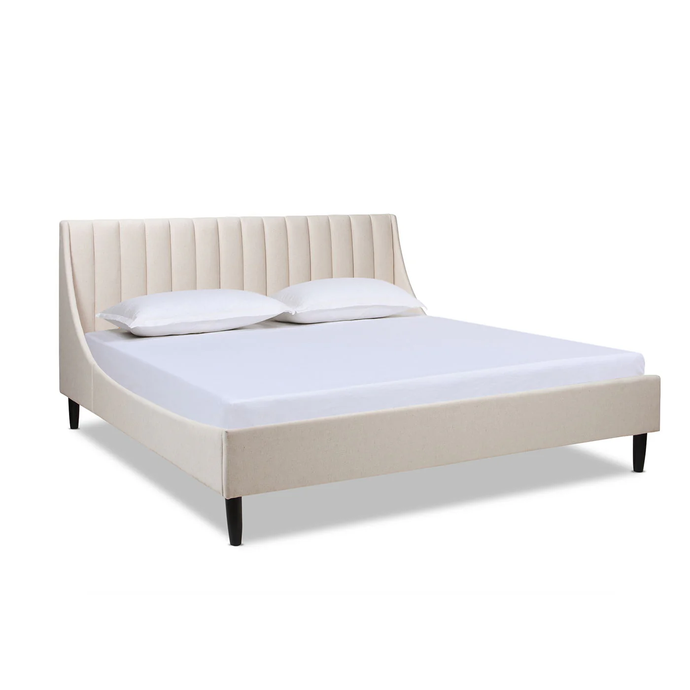 Aspen - King Vertical Tufted Headboard Platform Bed Set - Light Beige - Image 7