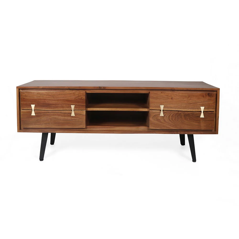 Asther - Acacia Wood TV Cabinet - Natural Wood / Brown - Image 6