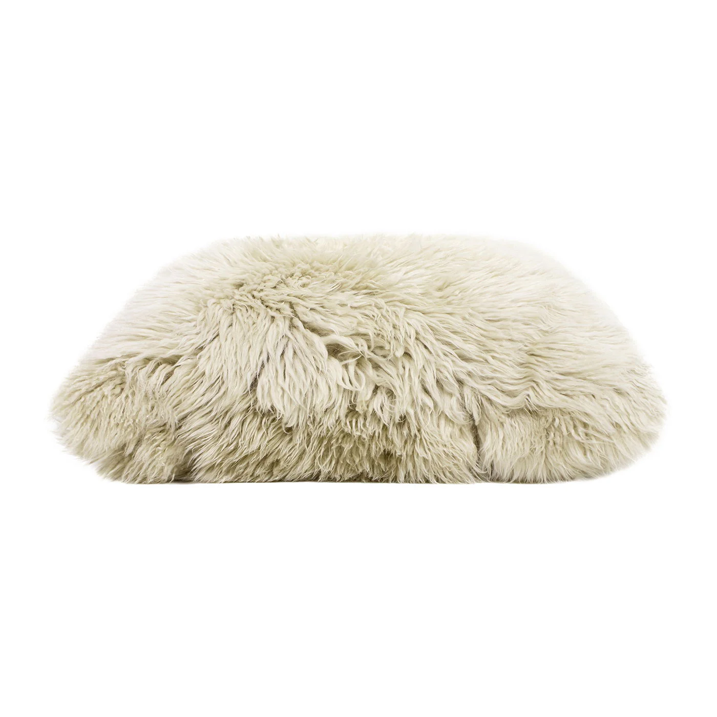Astrid - Square New Zealand Sheepskin Accent Throw Pillow Cover With Feather Insert - Taupe / Natural - Image 4