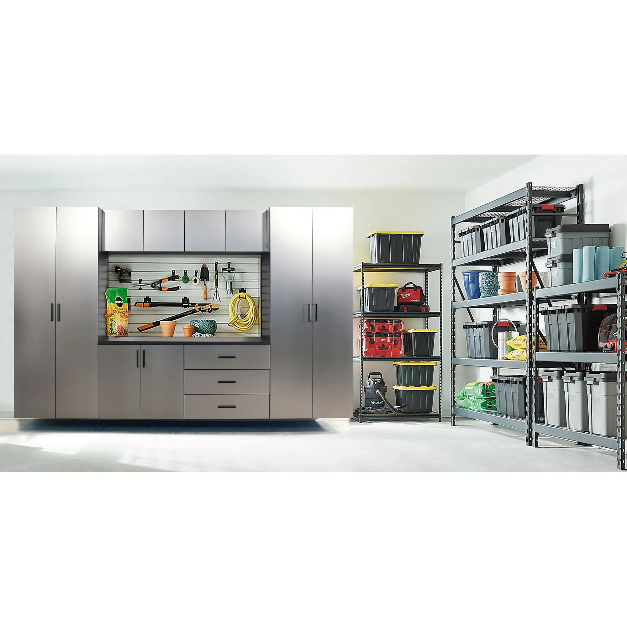 Astro Series - Wall Storage Cabinet With Soft Closing Drawers - Metallic Gray - Image 8