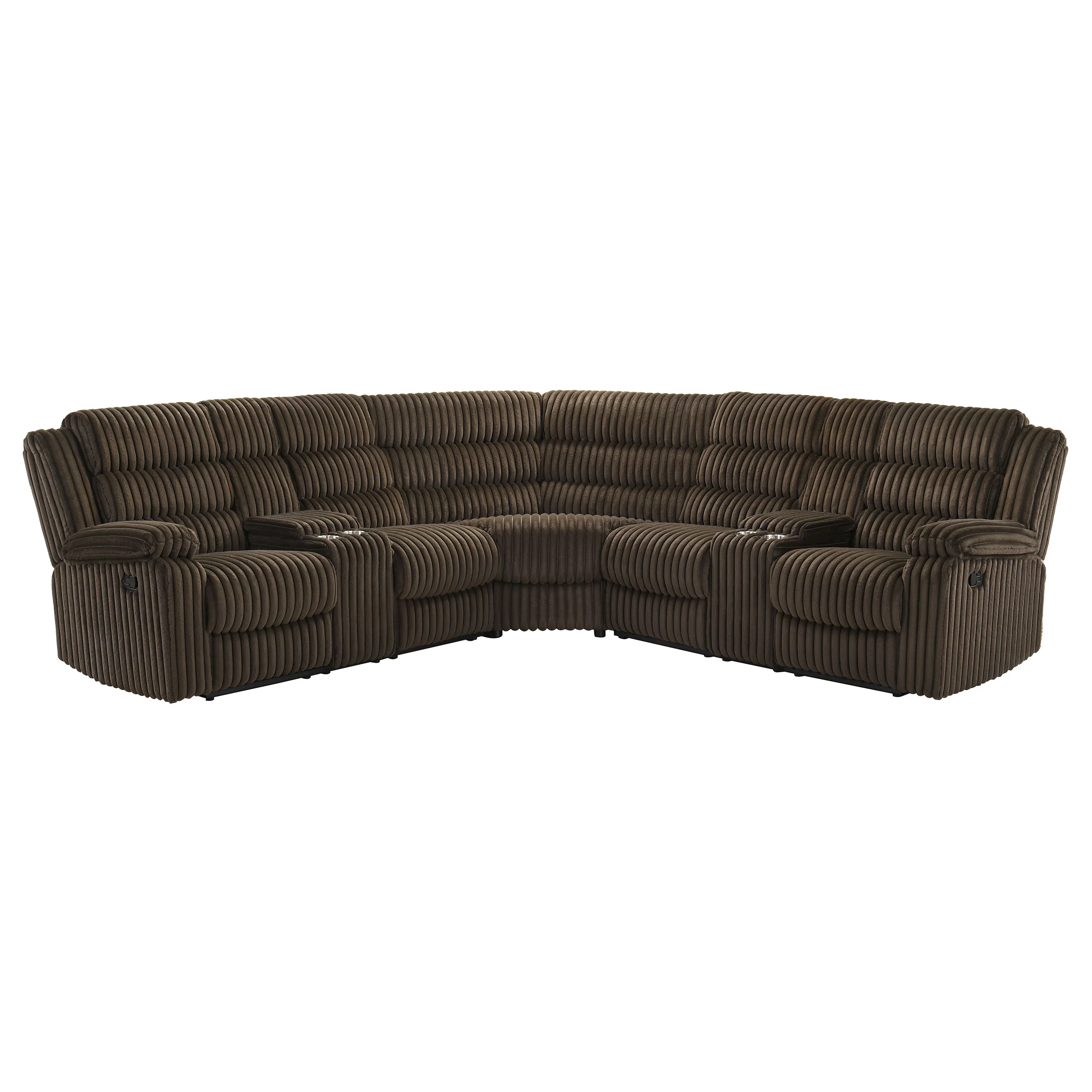 Atkinson Upholstered Reclining Sectional Sofa in Chocolate - Image 2