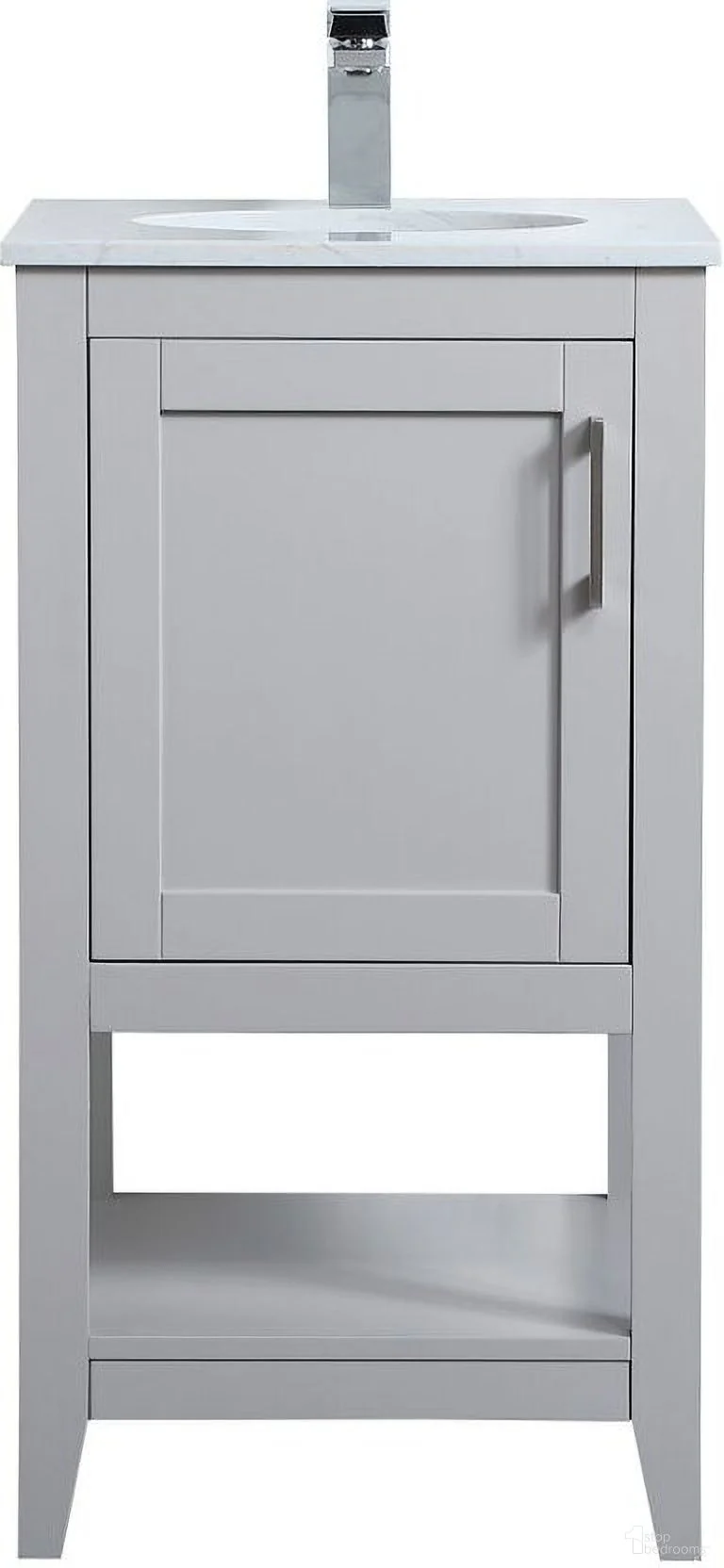 Aubrey 18 Inch Grey Single Sink Bathroom Vanity with Quartz Top