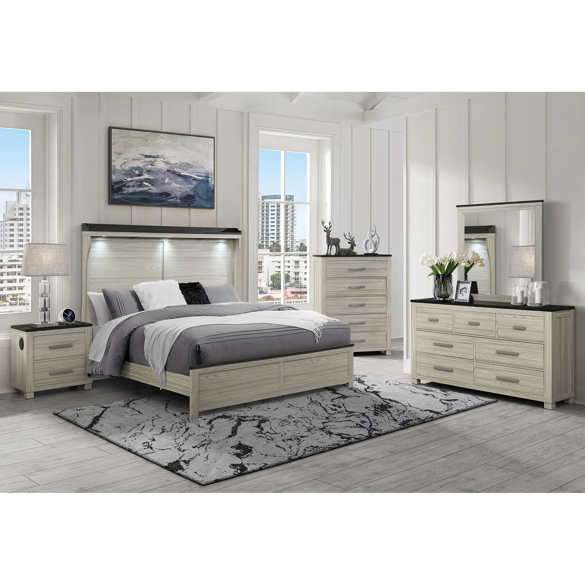 Augusta - Dresser, 7 Spacious Drawers, Block Feet - Beige Brown - Image 7