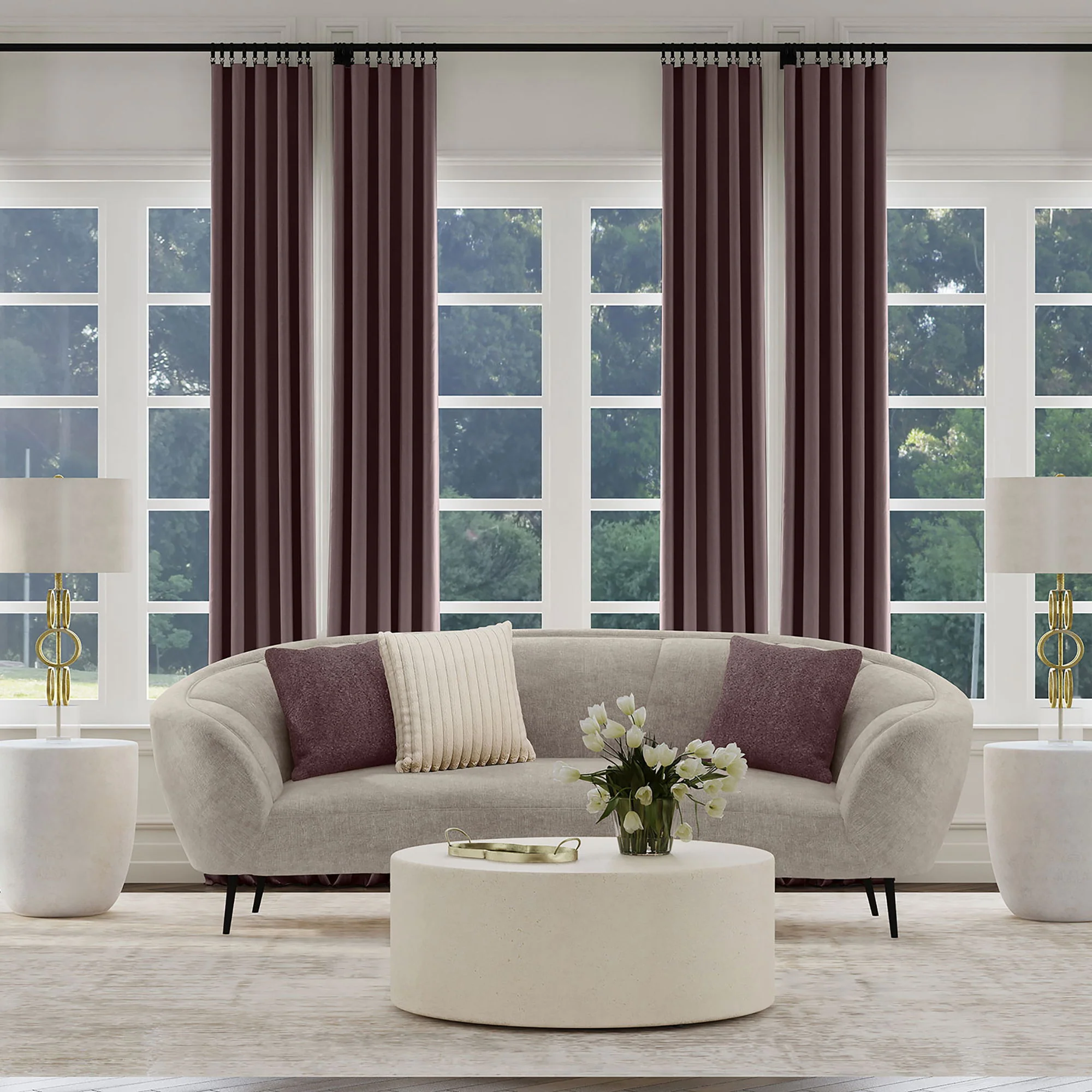 Aura - Upholstered Curved Sofa And Tapered Legs - Beige - Image 2