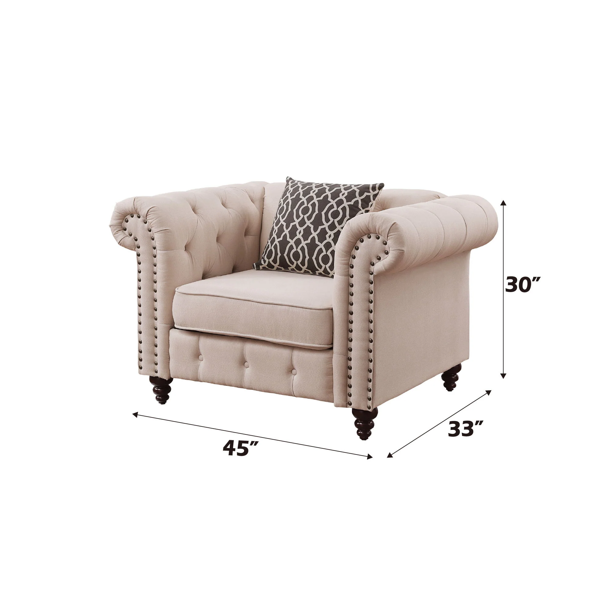 Aurelia - Linen Chair With Pillow - Beige - Image 4