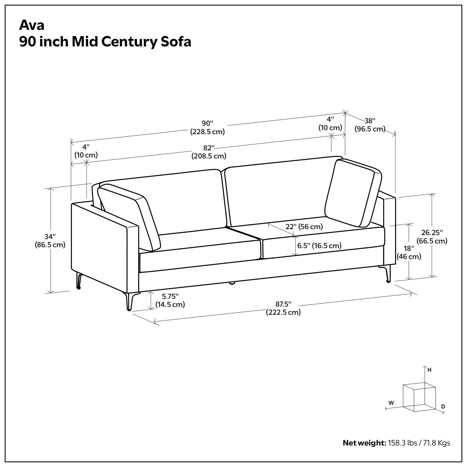Ava - Mid Century Sofa, Upholstered - Image 23