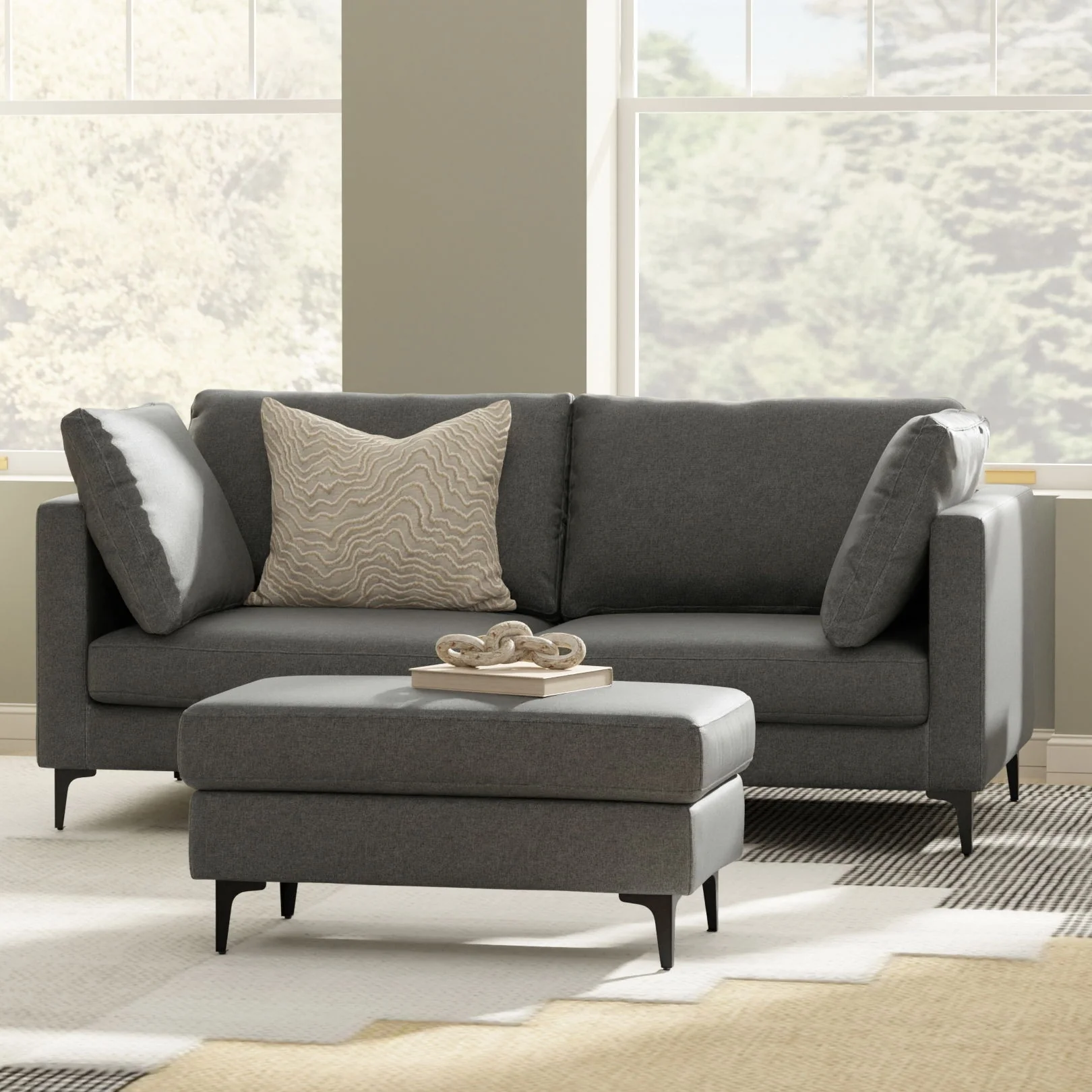Ava - Mid Century Sofa With Ottoman Set - Image 13