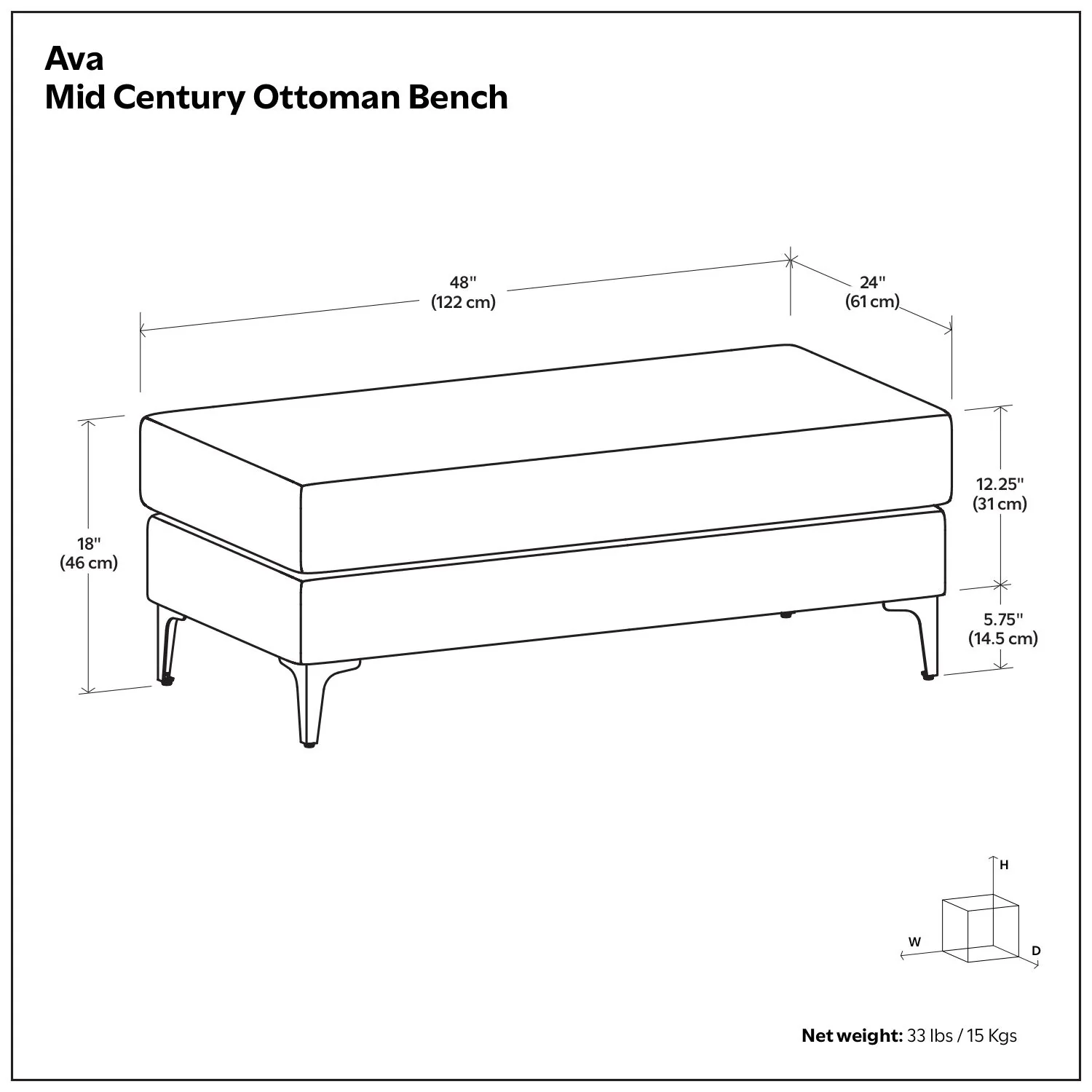 Ava - Versatile Mid Century Ottoman - Image 24