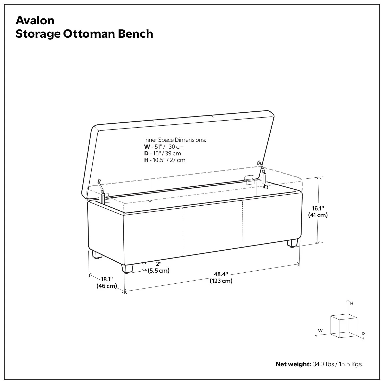Avalon - Storage Ottoman Bench - Brown - Image 7