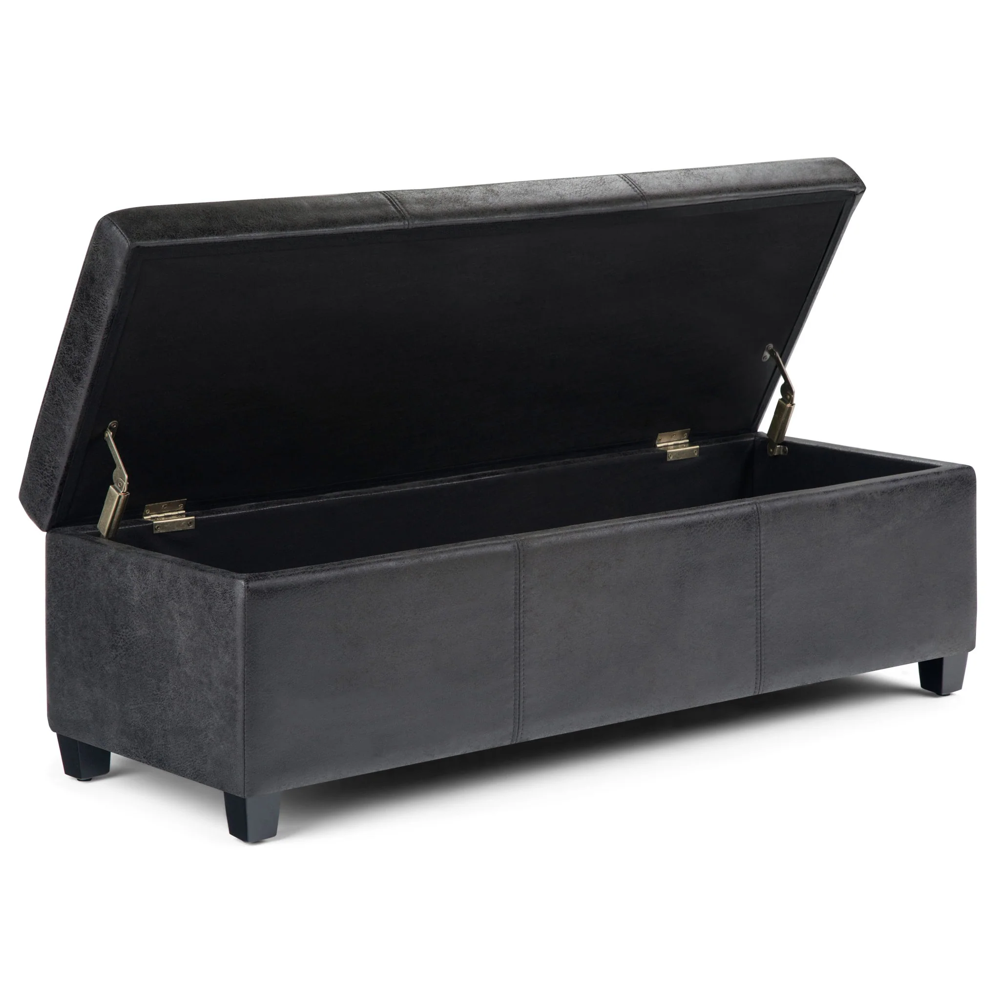 Avalon - Storage Ottoman Bench - Distressed Black - Image 2