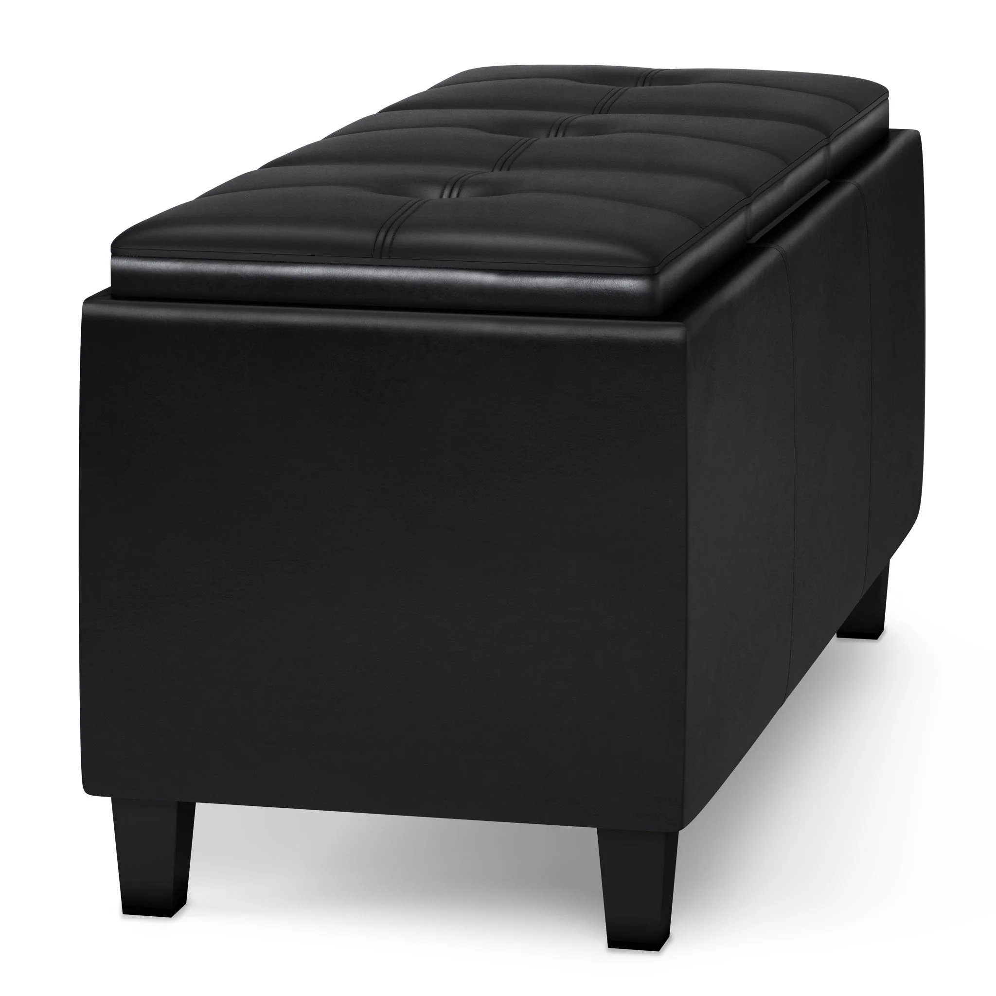 Avalon - Tray Storage Ottoman With Lift Up Lids - Midnight Black - Image 3