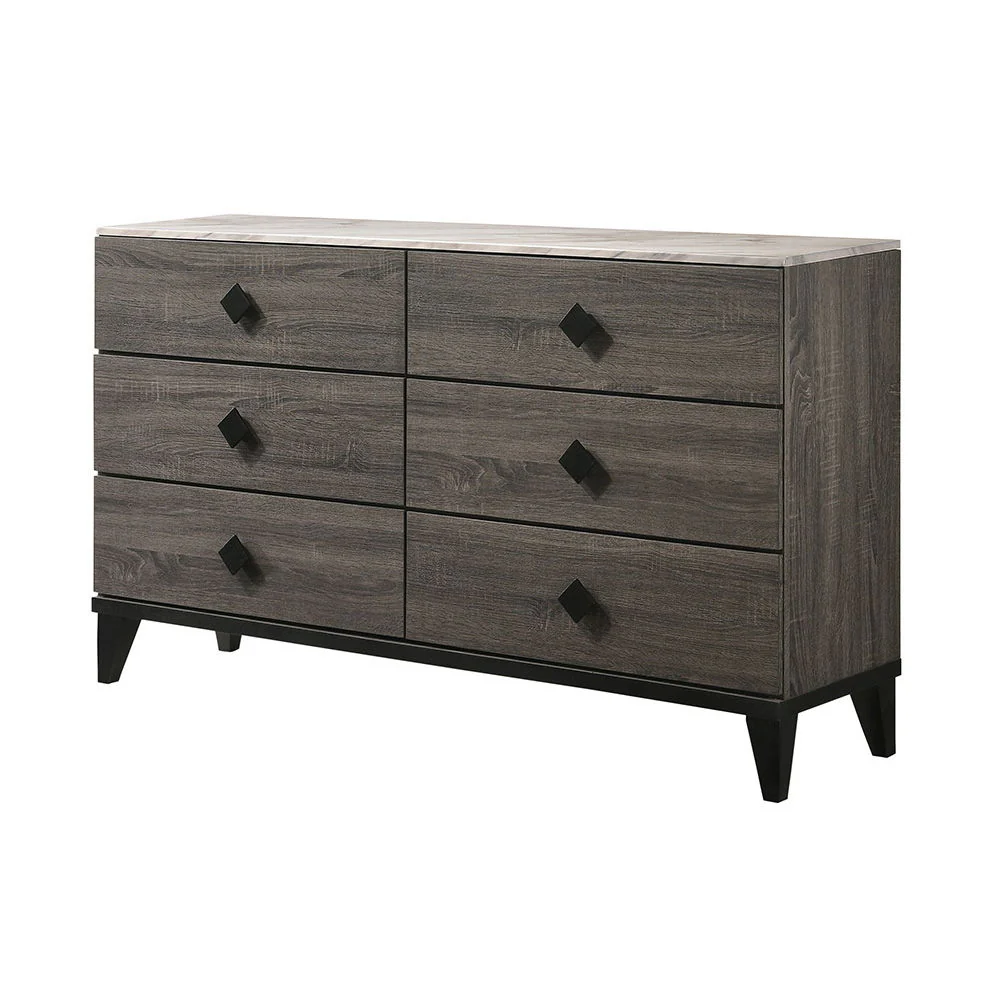 Avantika - Faux Marble Top Rustic Dresser - Gray / Marble / Oak - Image 2