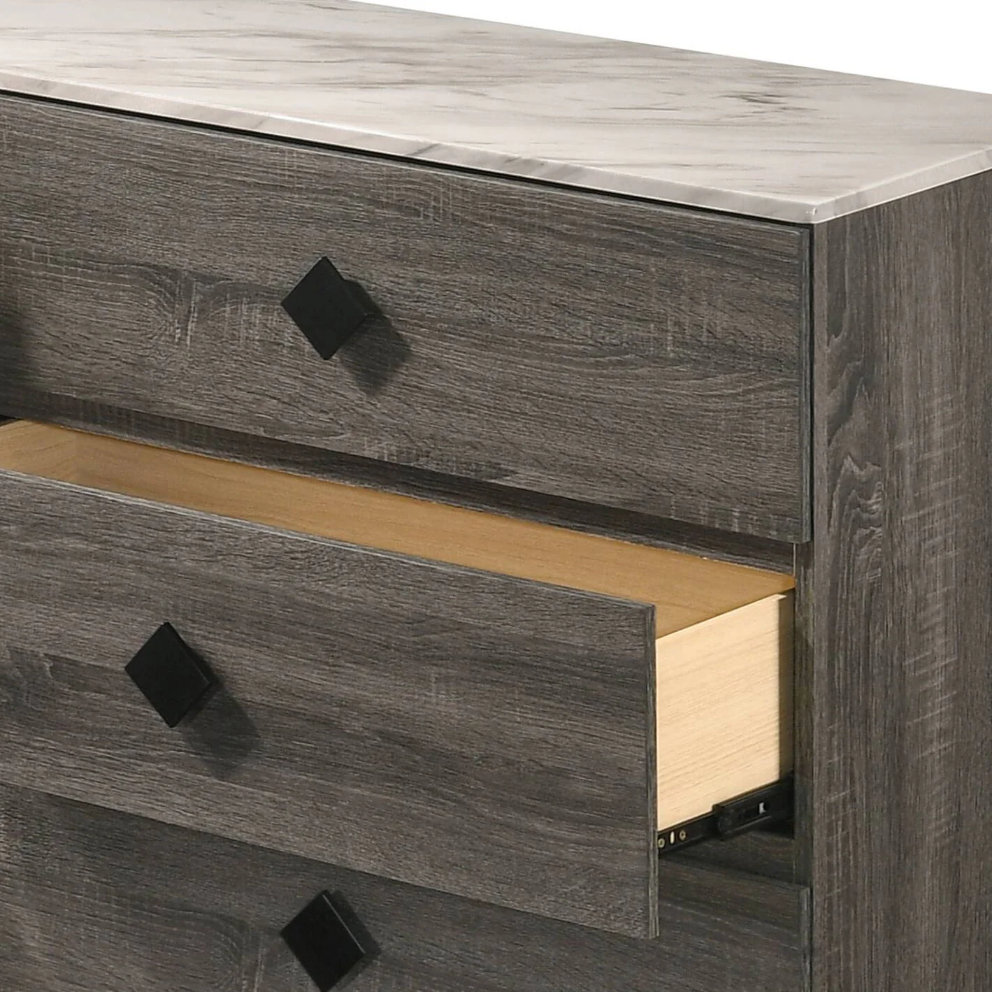 Avantika - Faux Marble Top Rustic Dresser - Gray / Marble / Oak - Image 4