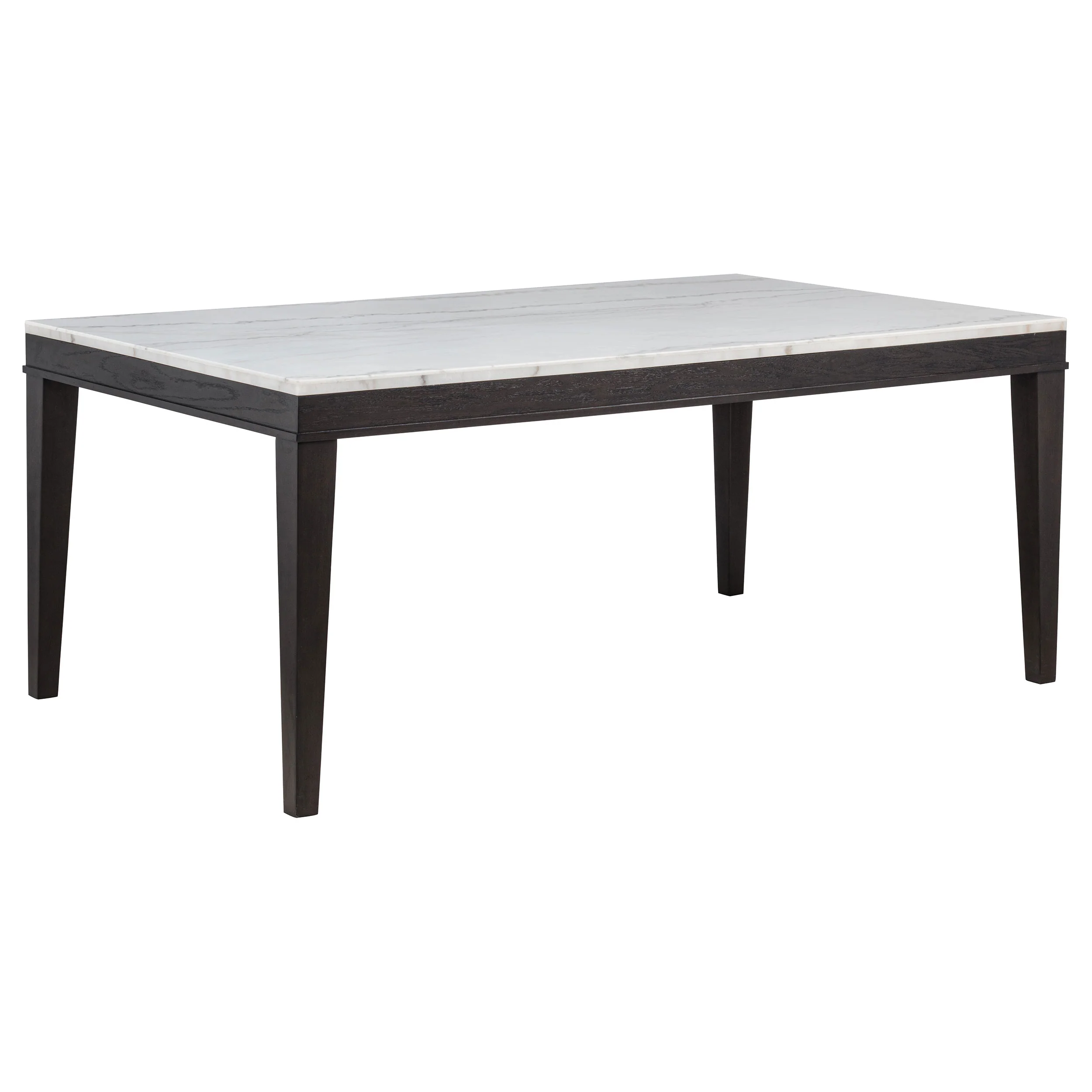 Averill 7-Piece White Marble Dining Set with Dark Grey Chairs - Image 2