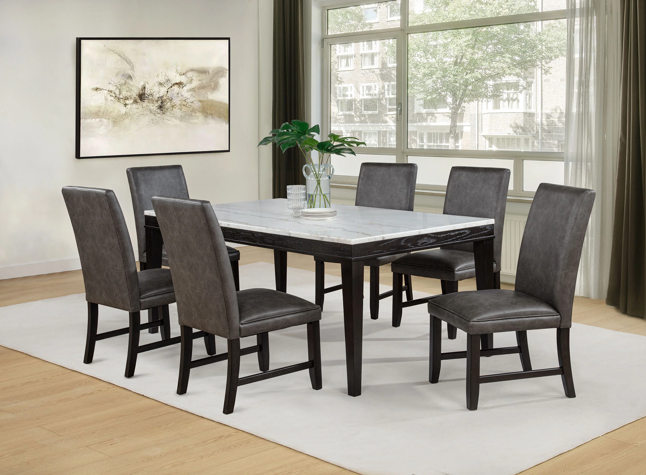 Averill 72-Inch Rectangular Marble Top Dining Table - Image 17