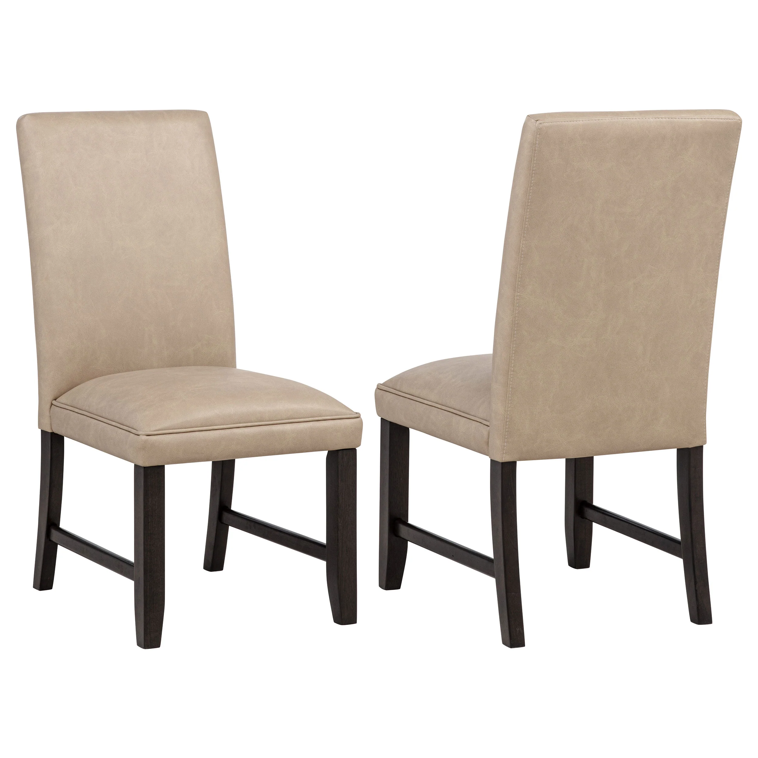Averill Faux Leather Dining Side Chair, Tan - Set of 2
