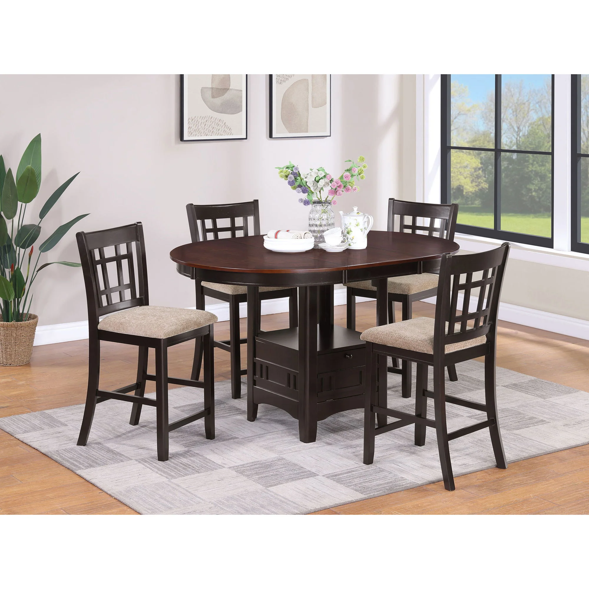 Avonlea - 5 Piece Set With Round Table And Upholstered Chairs - Chestnut - Image 5