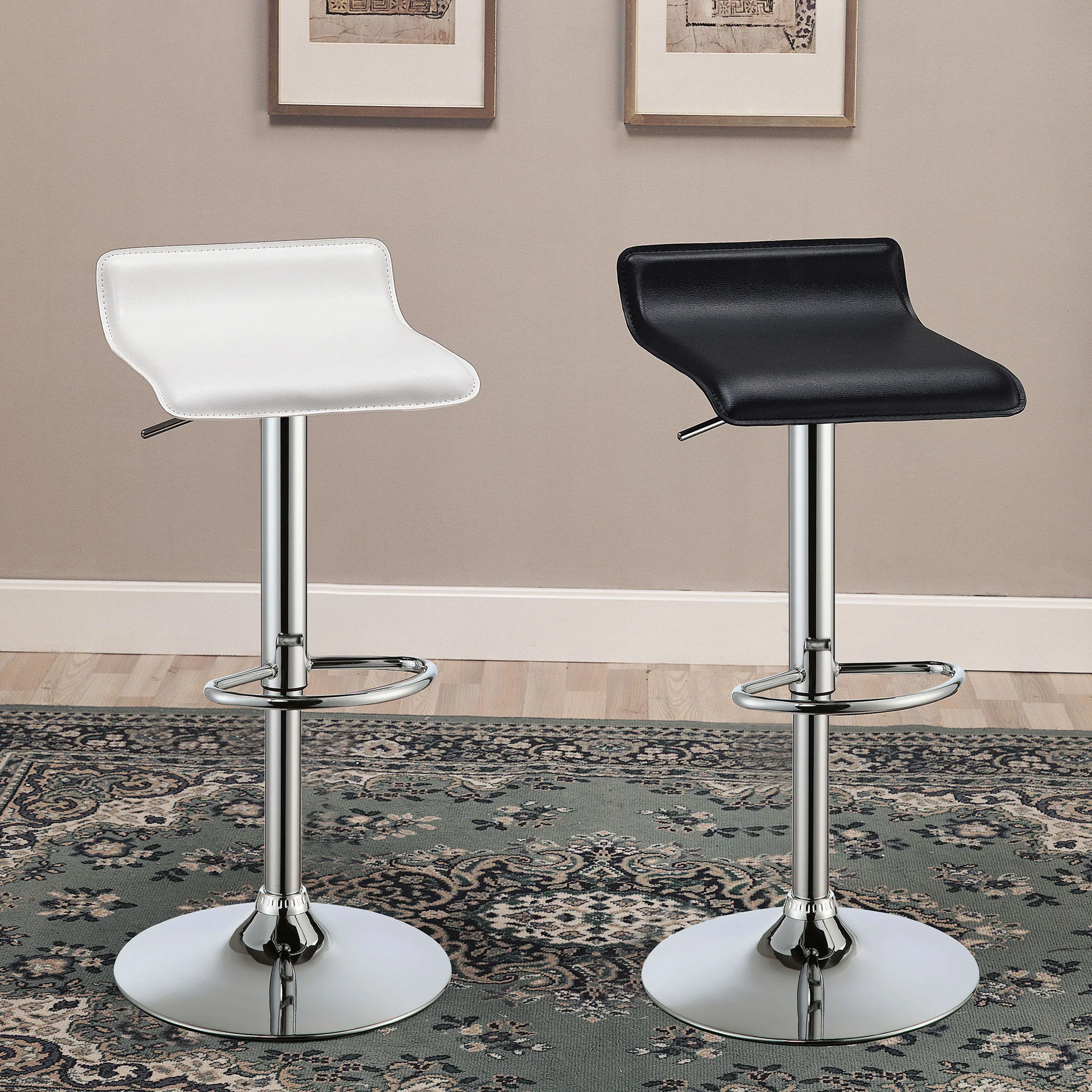 Backless Bar Stool With Adjustable Height - Black - Image 4