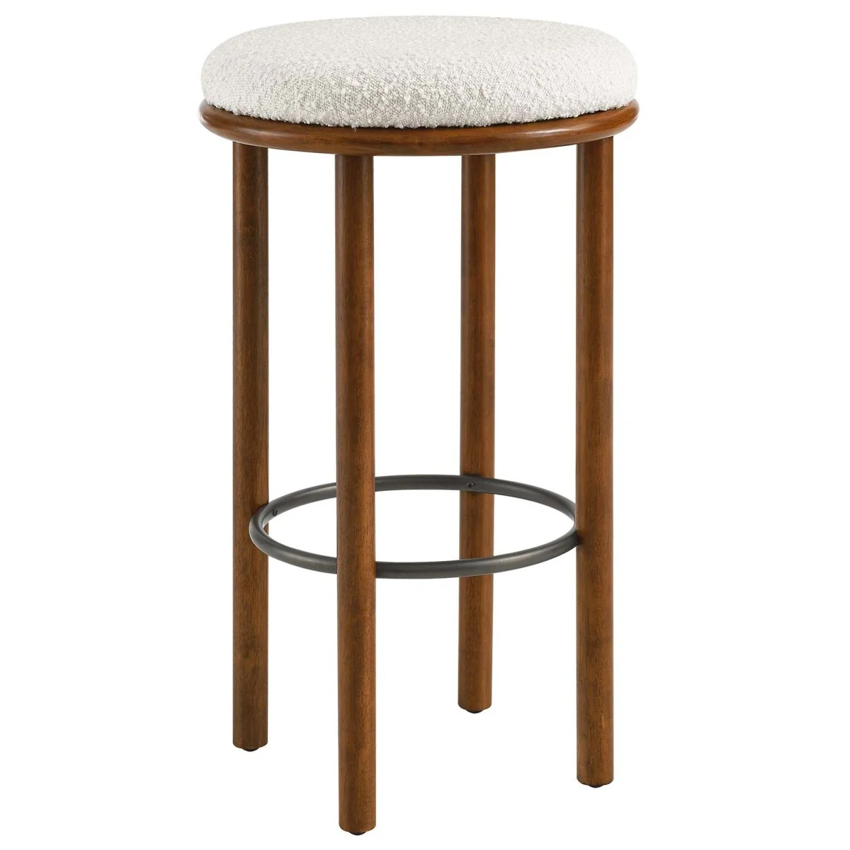 Backless Boucle Fabric Round Bar Stools Set of 2 - Image 11