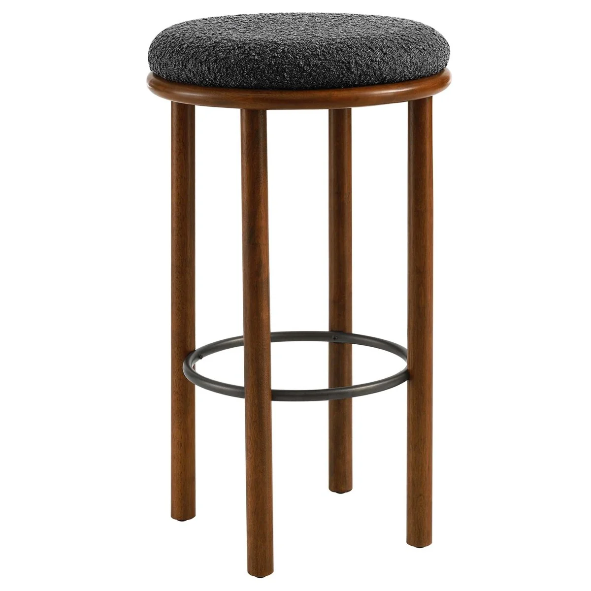 Backless Boucle Fabric Round Bar Stools Set of 2 - Image 8