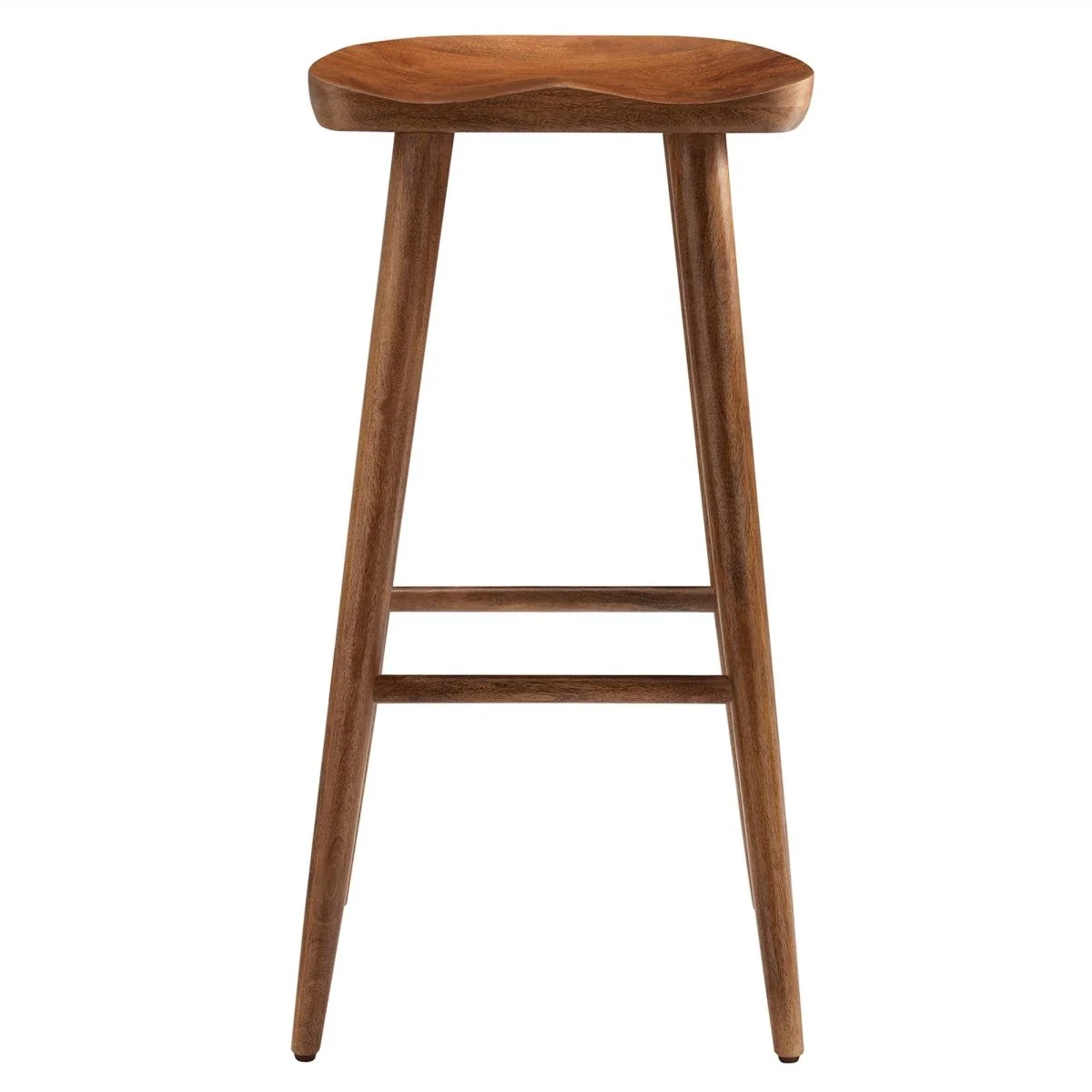 Backless Solid Mango Wood Saddle Seat Bar Stools Set of 2 - Image 6
