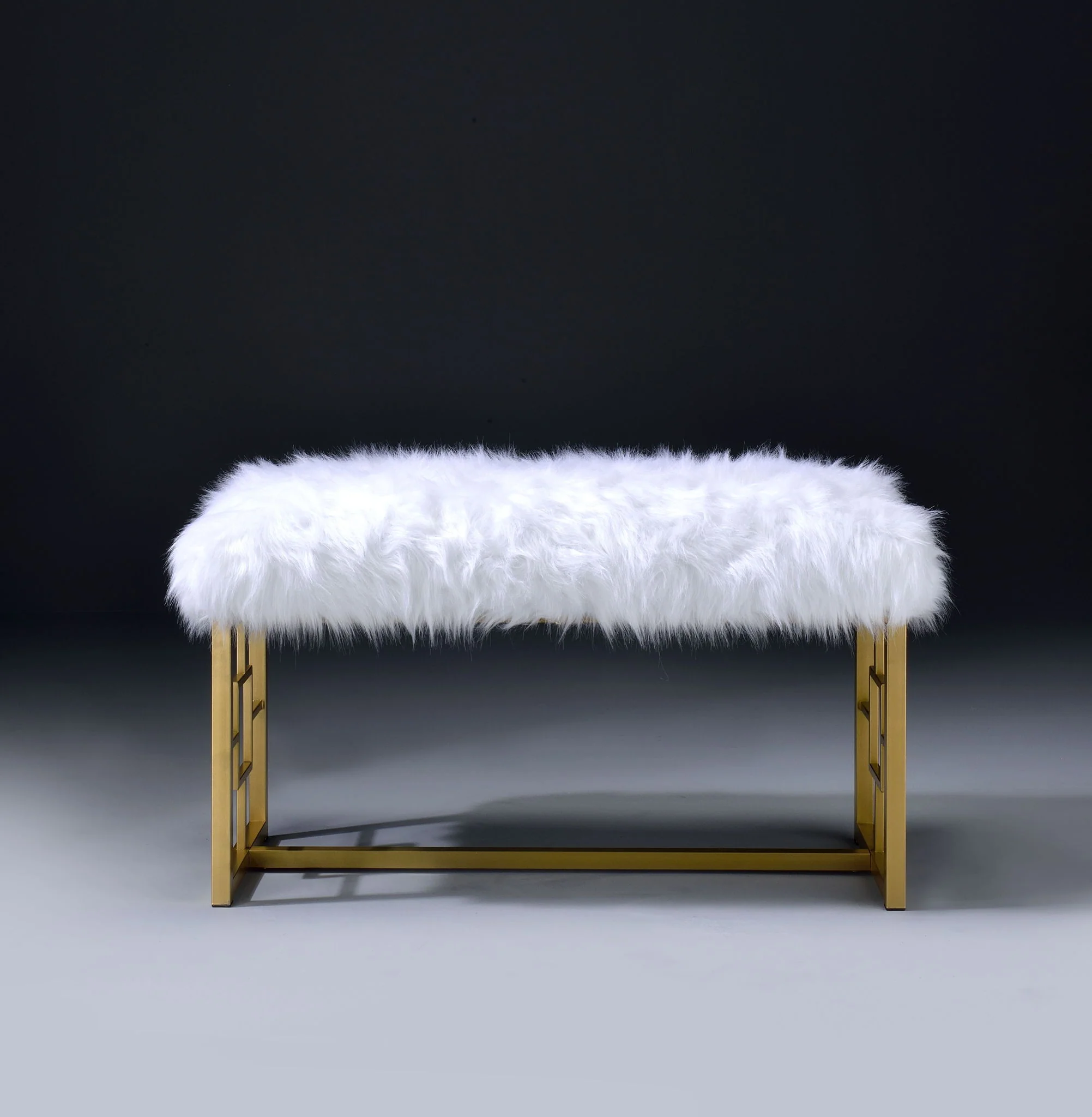 Bagley II - Bench Faux Fur - White / Gold - Image 6