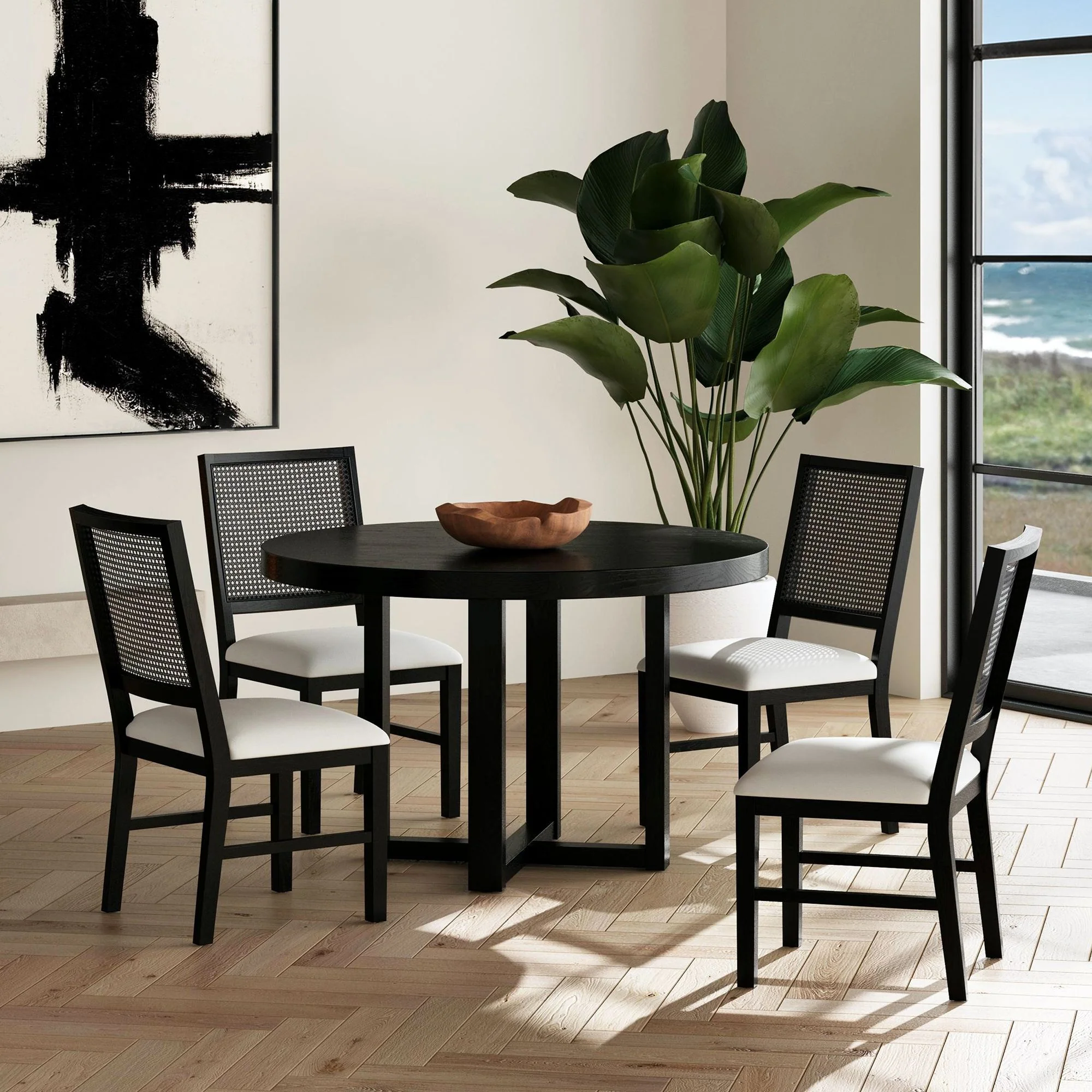 Bahama Breeze - Fabric Dining Chair (Set of 2) - White / Black - Image 6