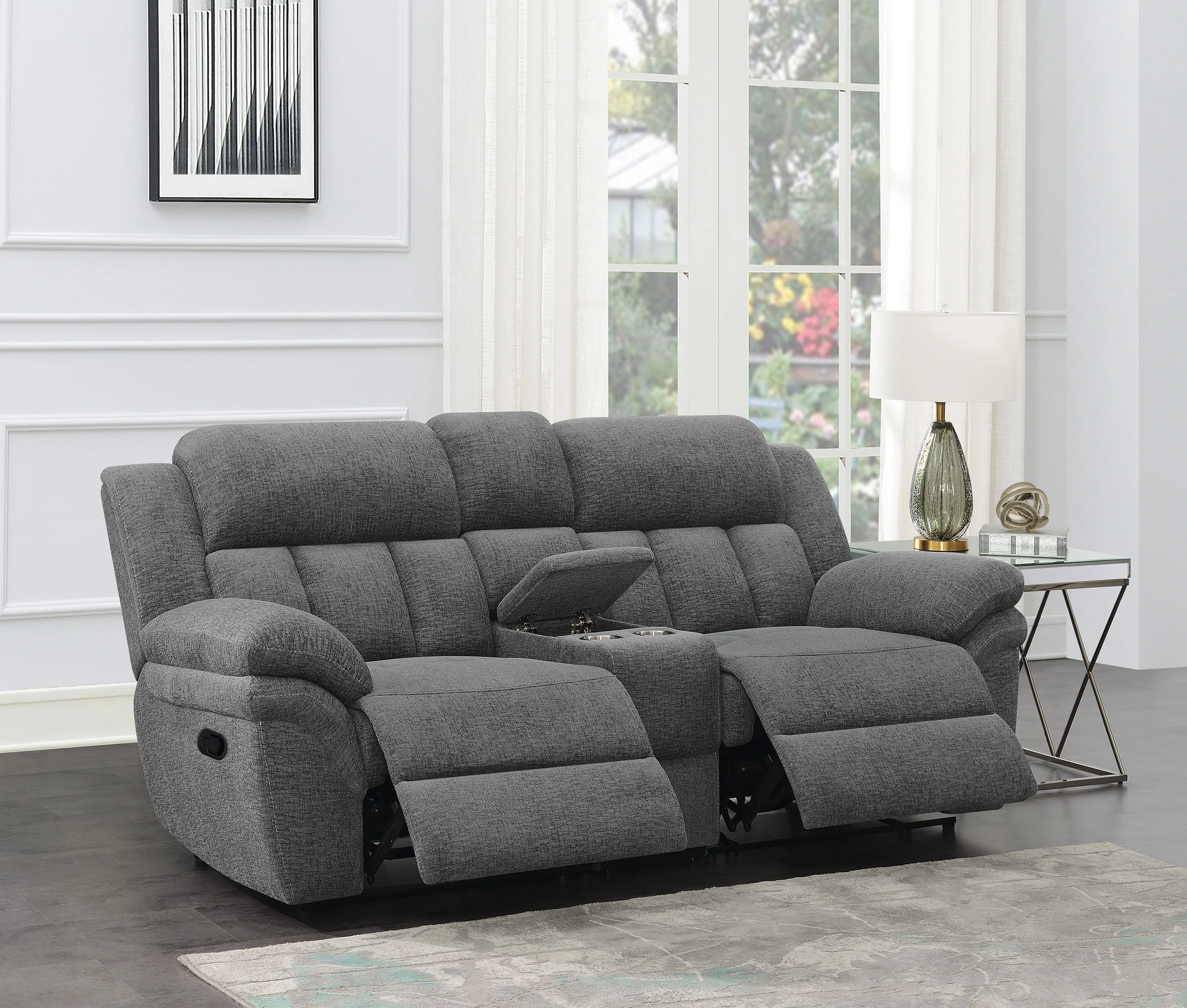 Bahrain Upholstered Motion Loveseat Charcoal - Image 2