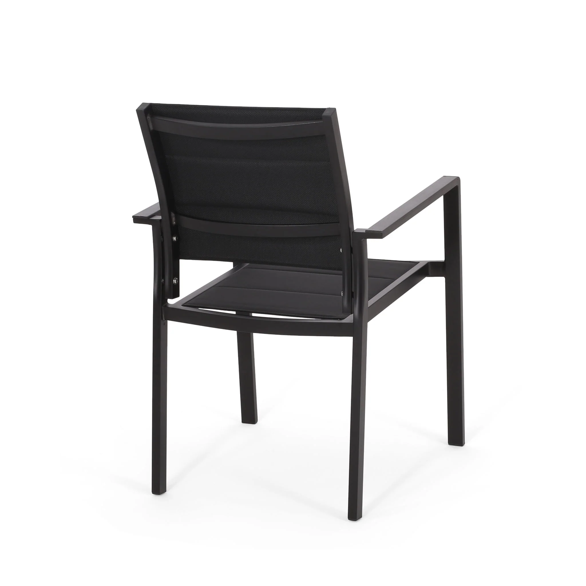 Baird - Outdoor Mesh And Aluminum Dining Chairs - Black - Image 4