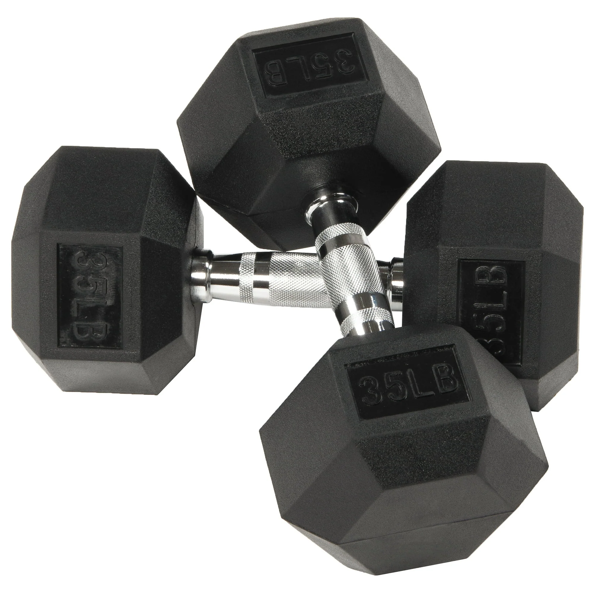 BalanceFrom Rubber Encased Hex Dumbbells 15-50 lbs Pair Black - Image 11