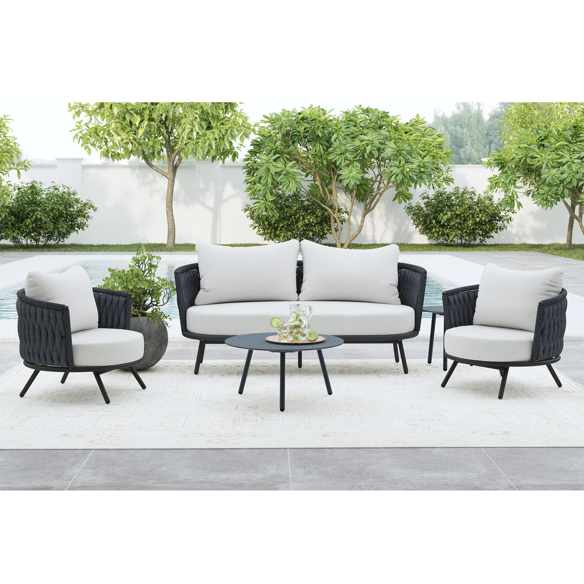Bali - Chairs With Olefin (Set of 2) - Dark Gray - Image 4